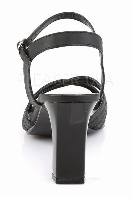 ROMANCE-313 Sandal | Black Faux Leather