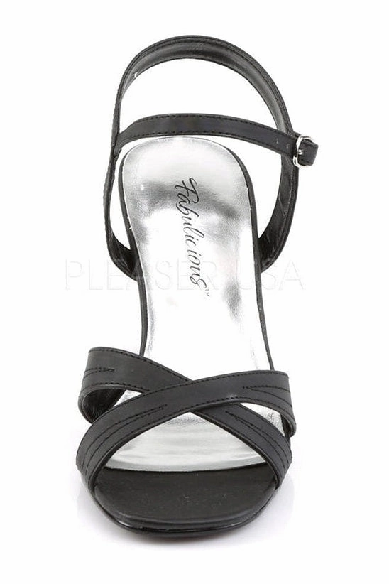 ROMANCE-313 Sandal | Black Faux Leather