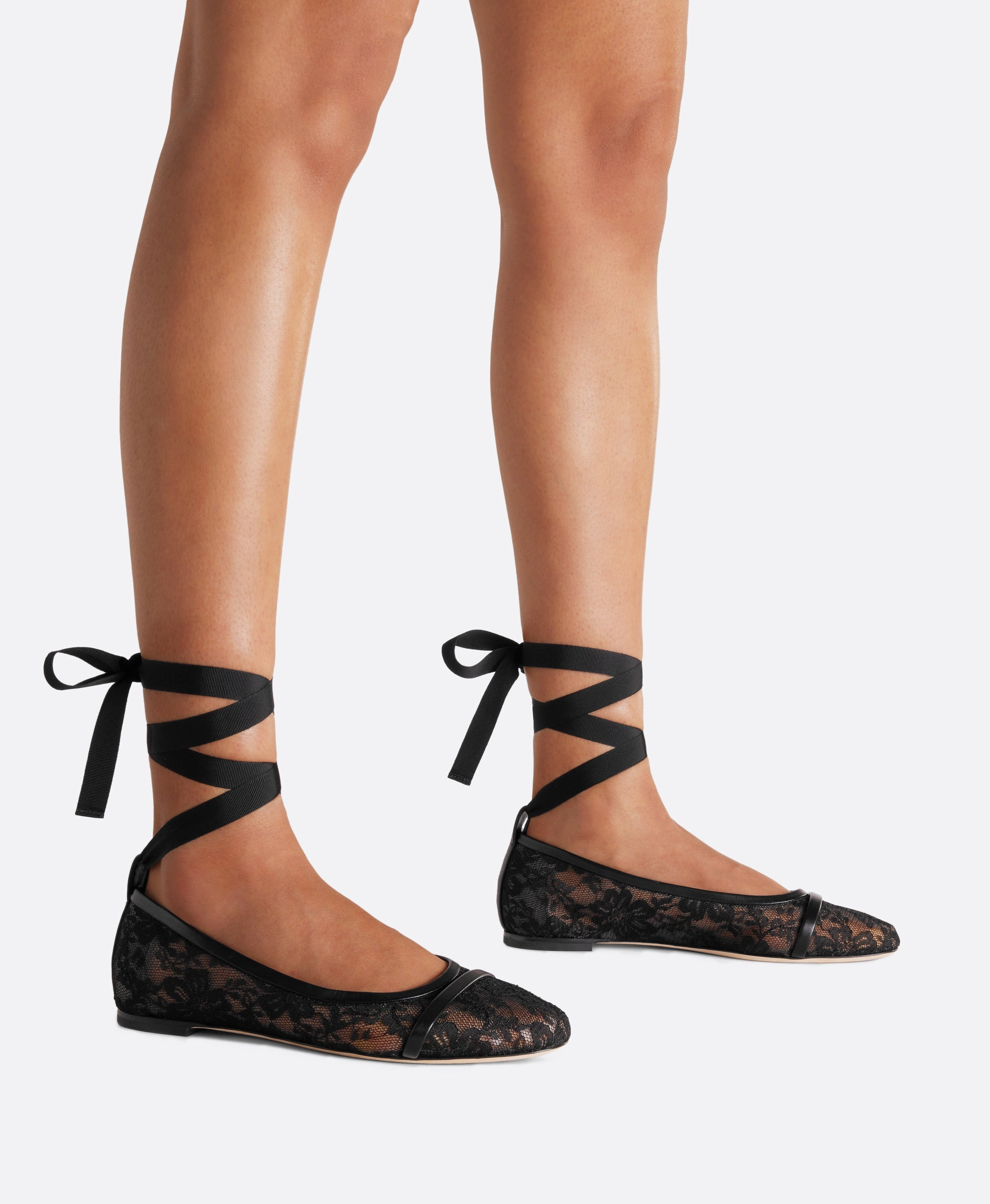 Sabina Black Lace Flat Pumps