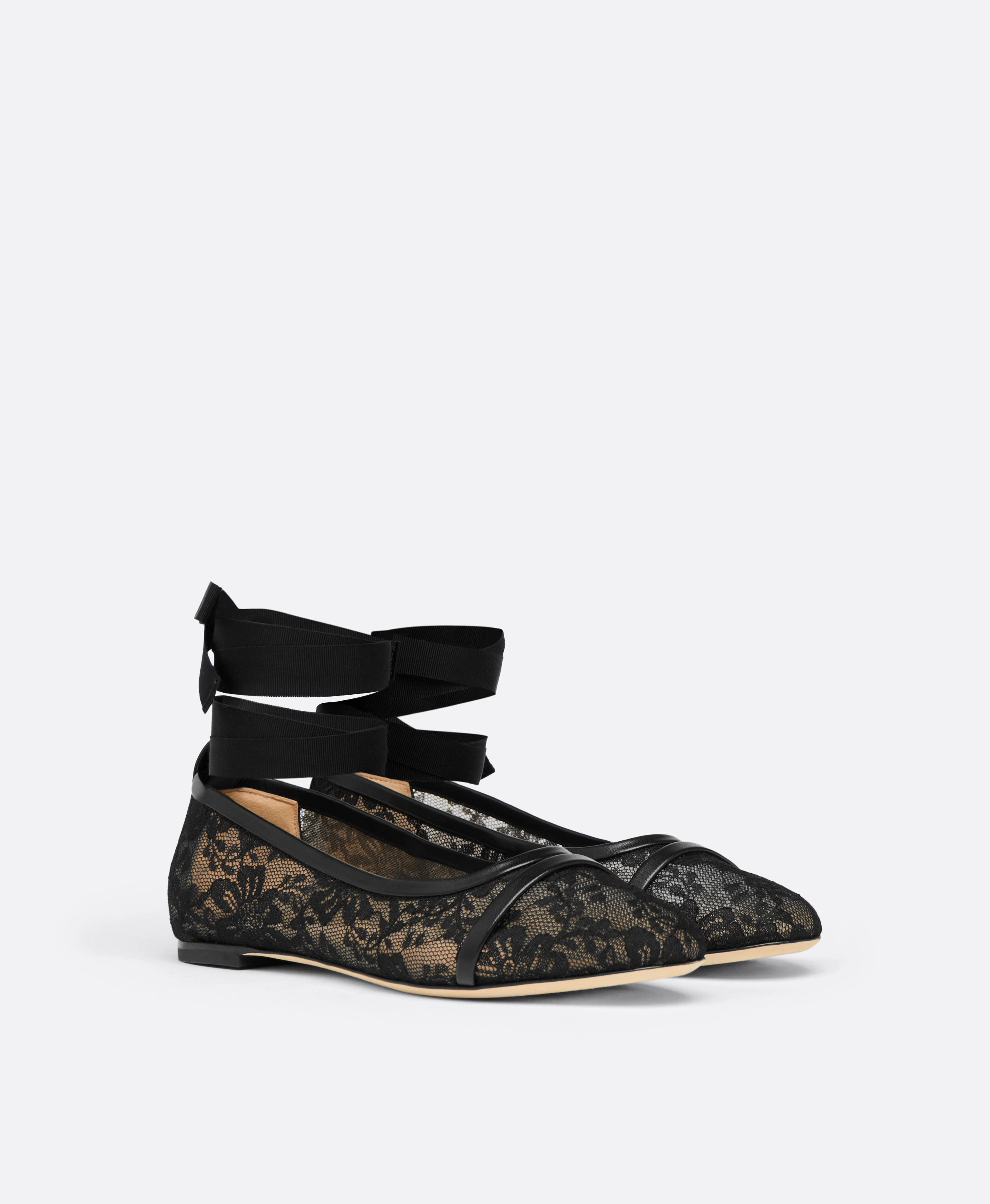 Sabina Black Lace Flat Pumps