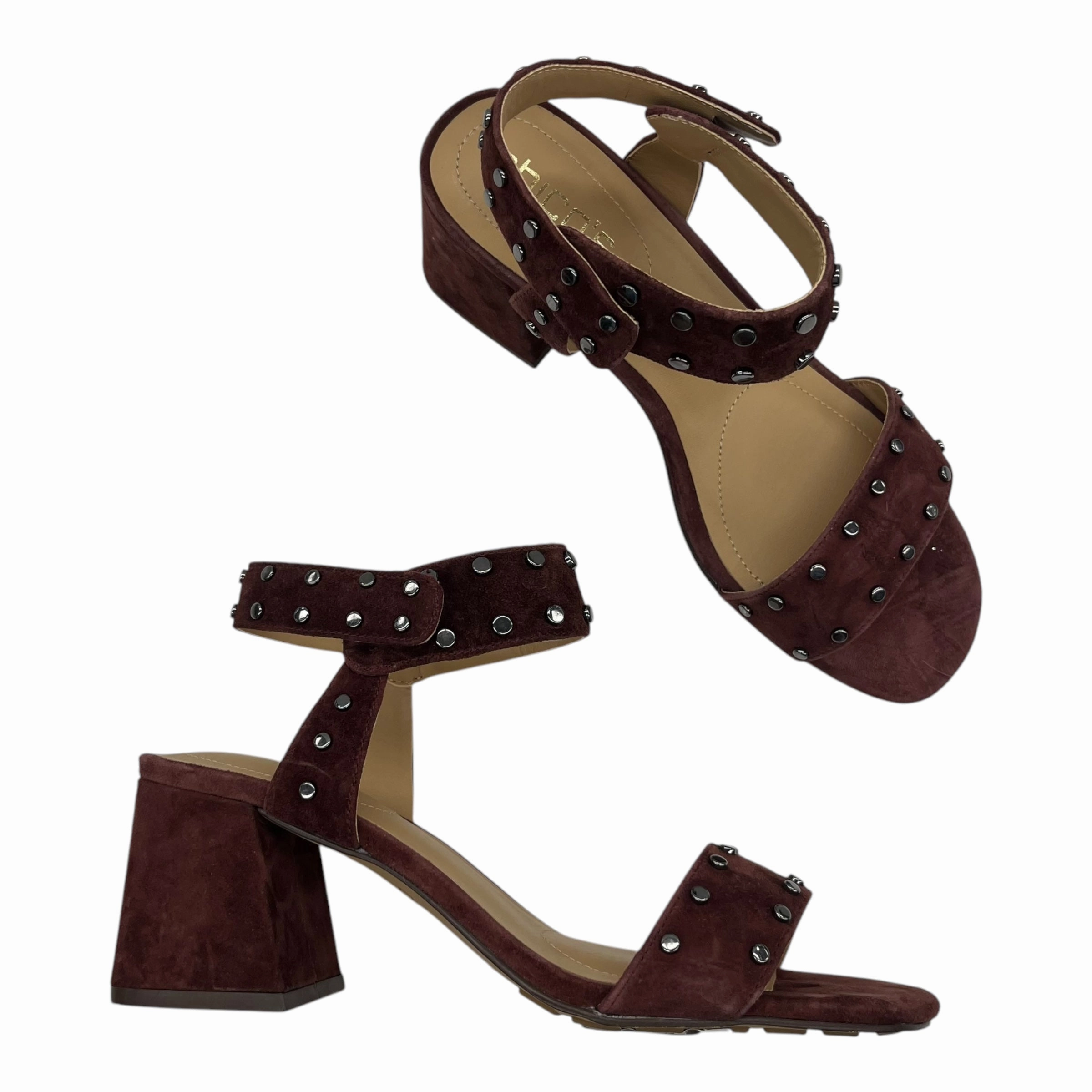 Sandals Heels Block By Chicos In Maroon, Size:7