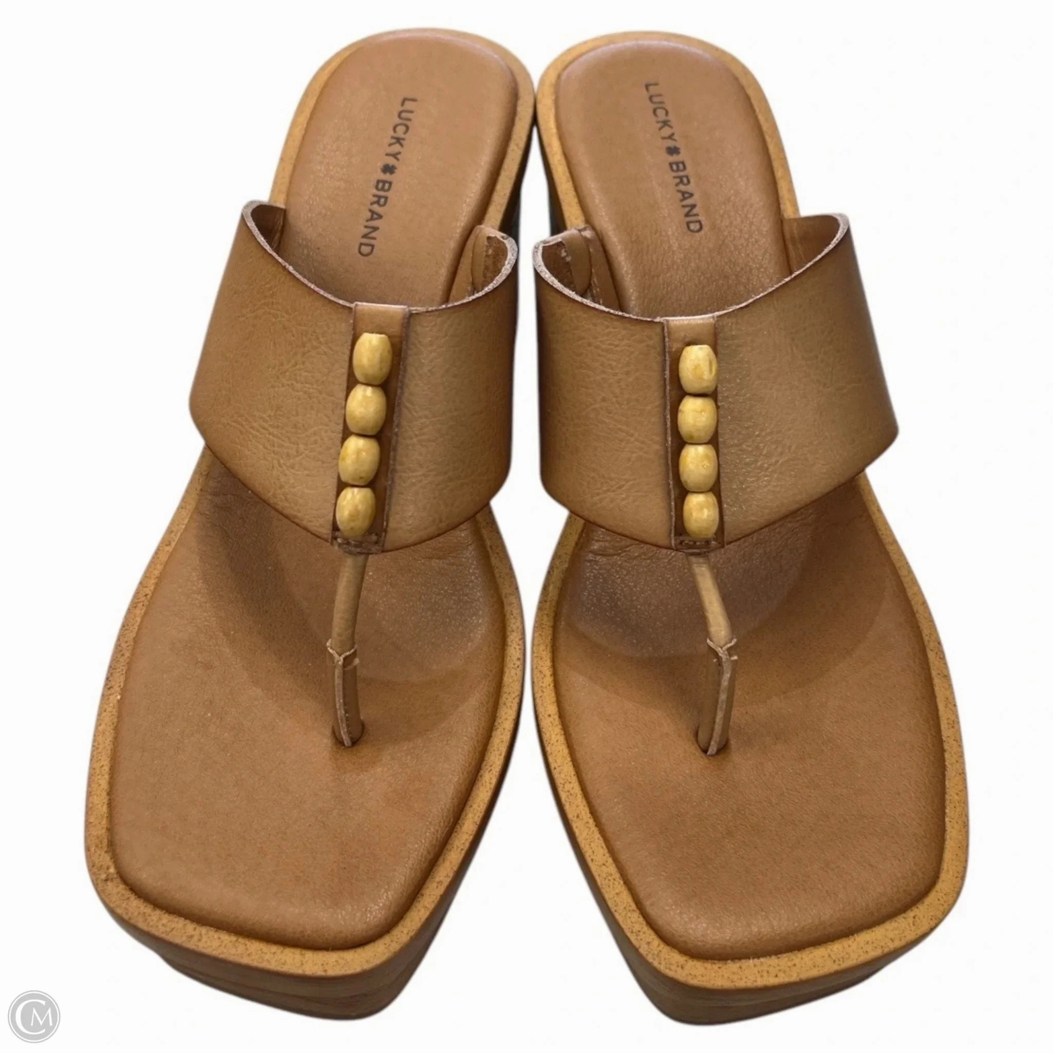 Sandals Heels Platform By Lucky Brand In Tan, Size: 8.5