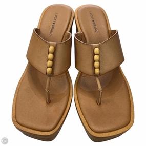 Sandals Heels Platform By Lucky Brand In Tan, Size: 8.5