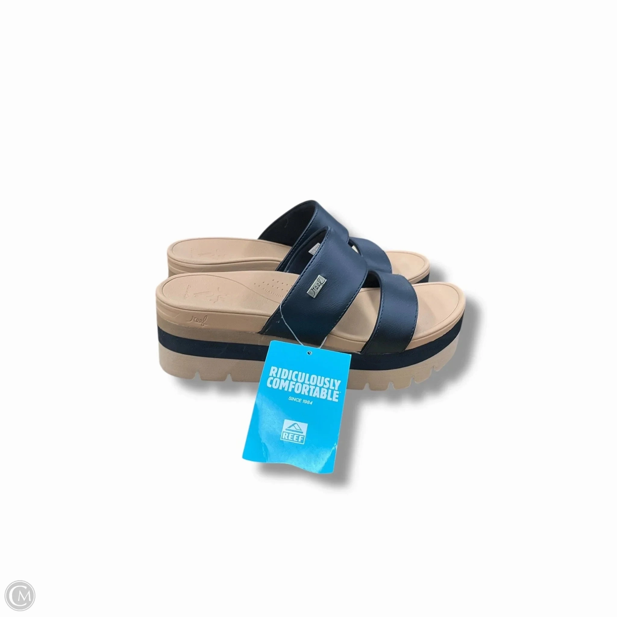 Sandals Heels Platform By Reef In Black & Tan, Size: 8