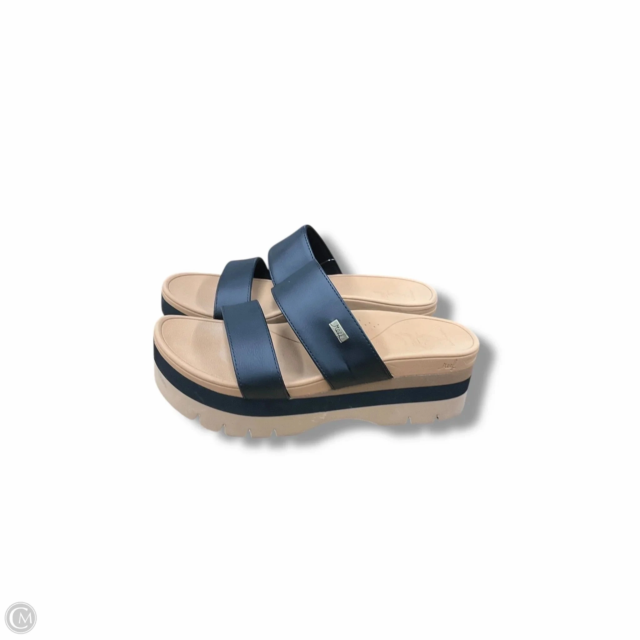 Sandals Heels Platform By Reef In Black & Tan, Size: 8