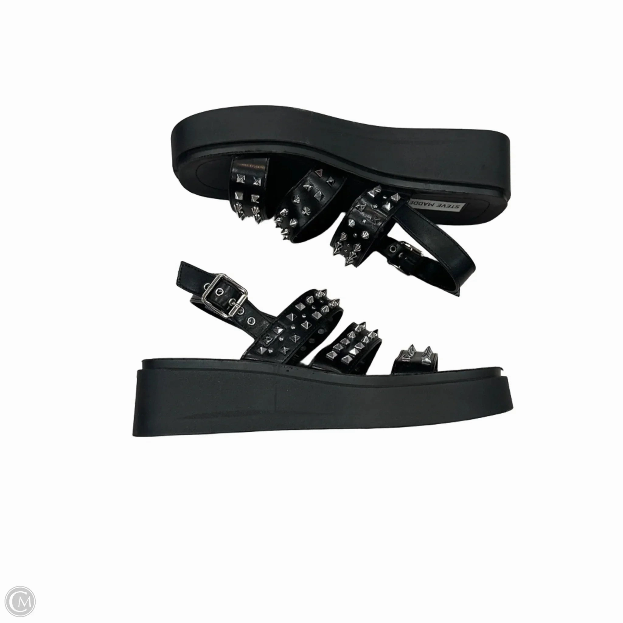 Sandals Heels Platform By Steve Madden In Black, Size: 8