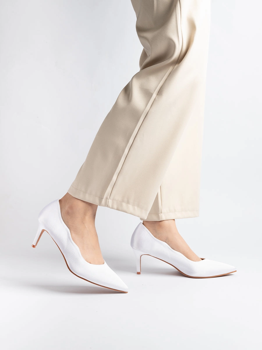 Satin Scallop Pumps