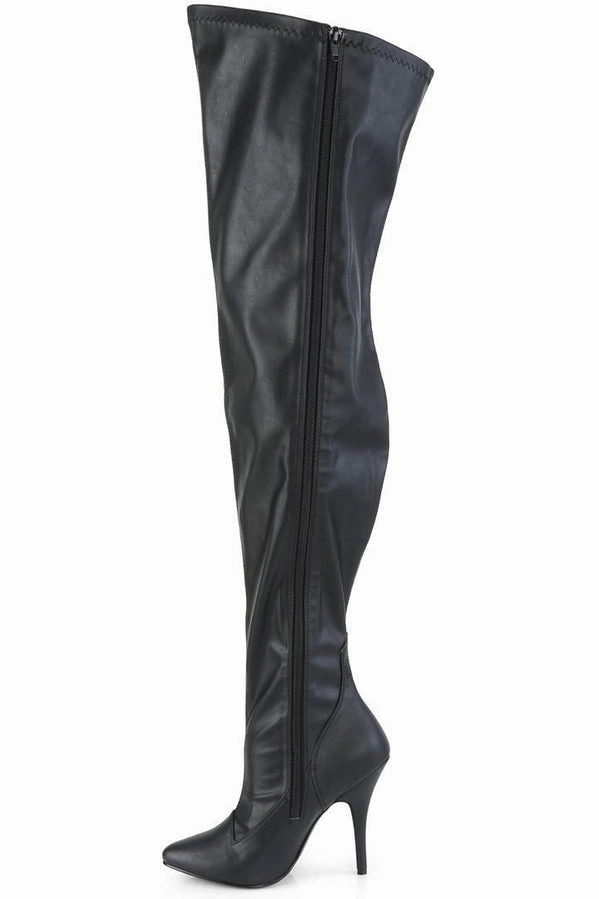 SEDUCE-3000WC Wide Calf Boot | Black Faux Leather