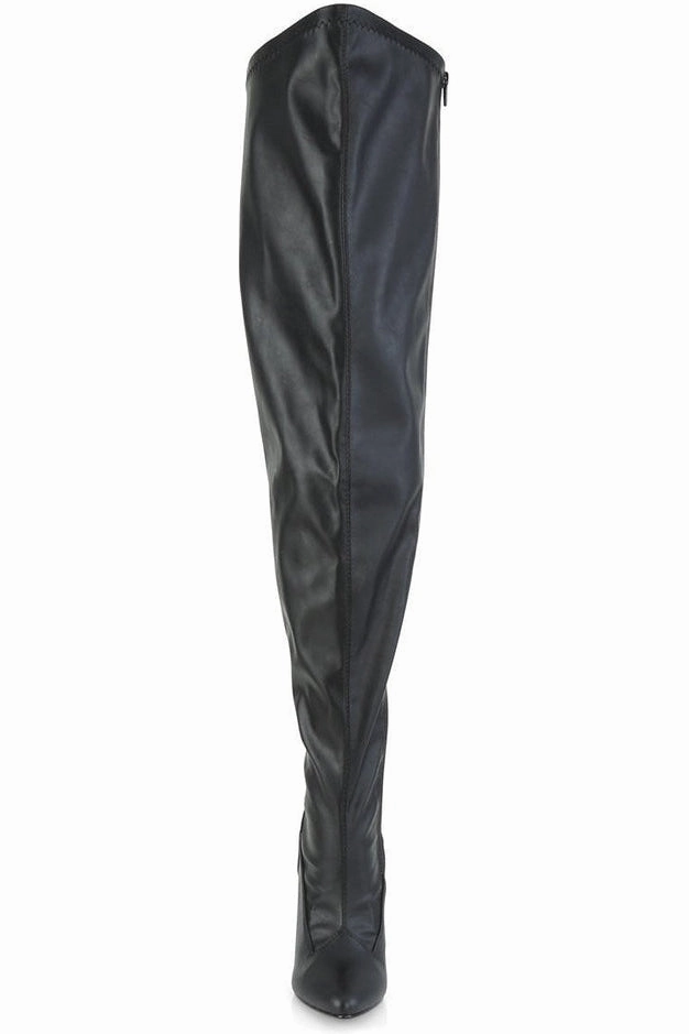 SEDUCE-3000WC Wide Calf Boot | Black Faux Leather