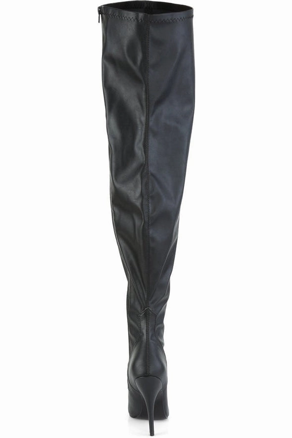SEDUCE-3000WC Wide Calf Boot | Black Faux Leather