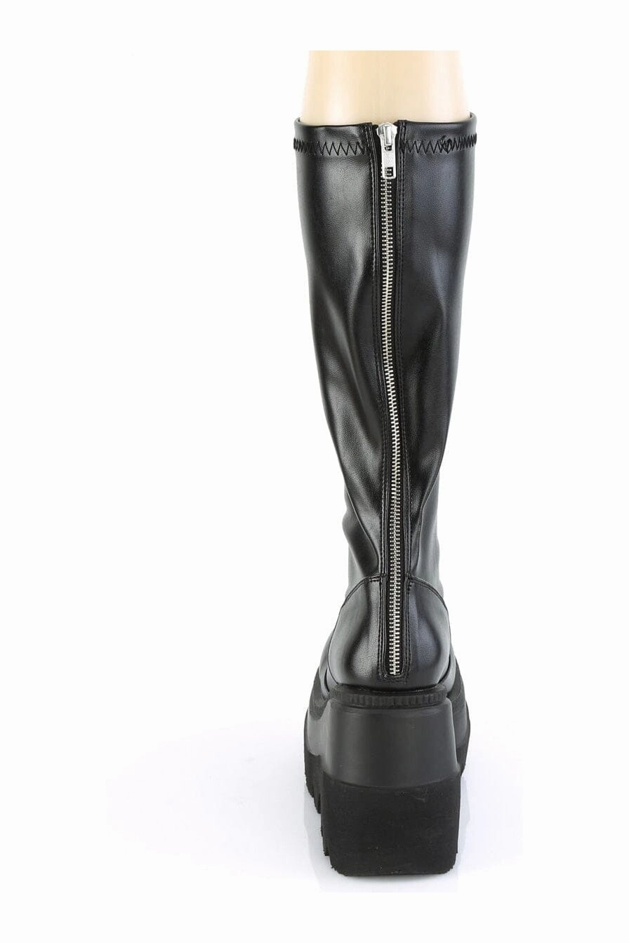 SHAKER-65 Black Vegan Leather Knee Boot