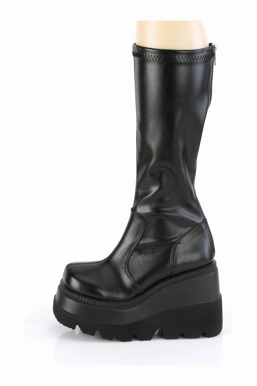 SHAKER-65 Black Vegan Leather Knee Boot