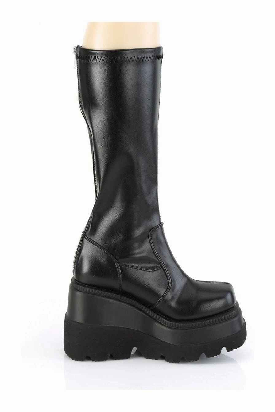 SHAKER-65 Black Vegan Leather Knee Boot
