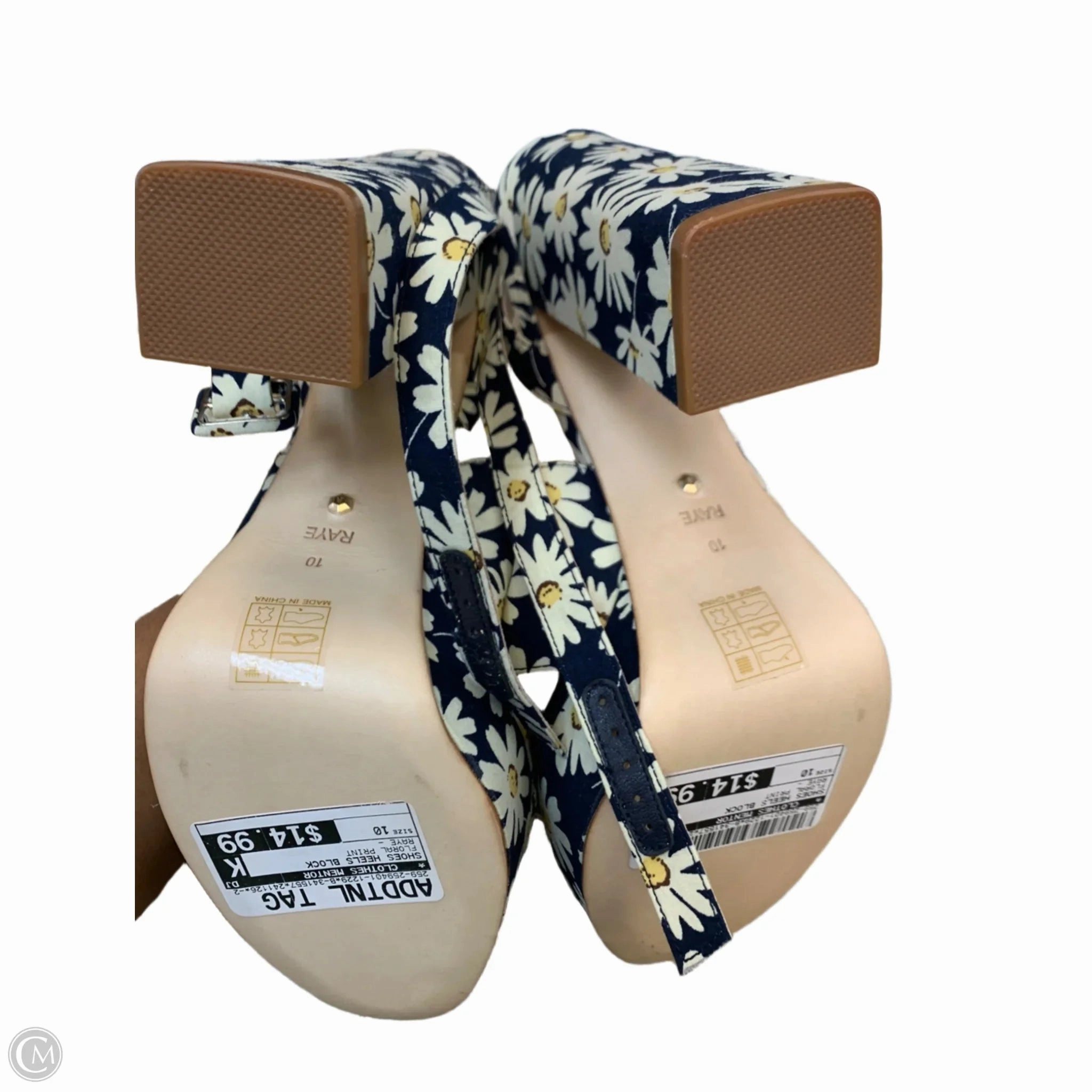 Shoes Heels Block By Clothes Mentor In Floral Print, Size: 10