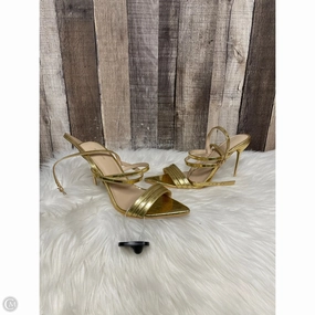 Shoes Heels Stiletto By Pretty Little Thing In Gold, Size: 5