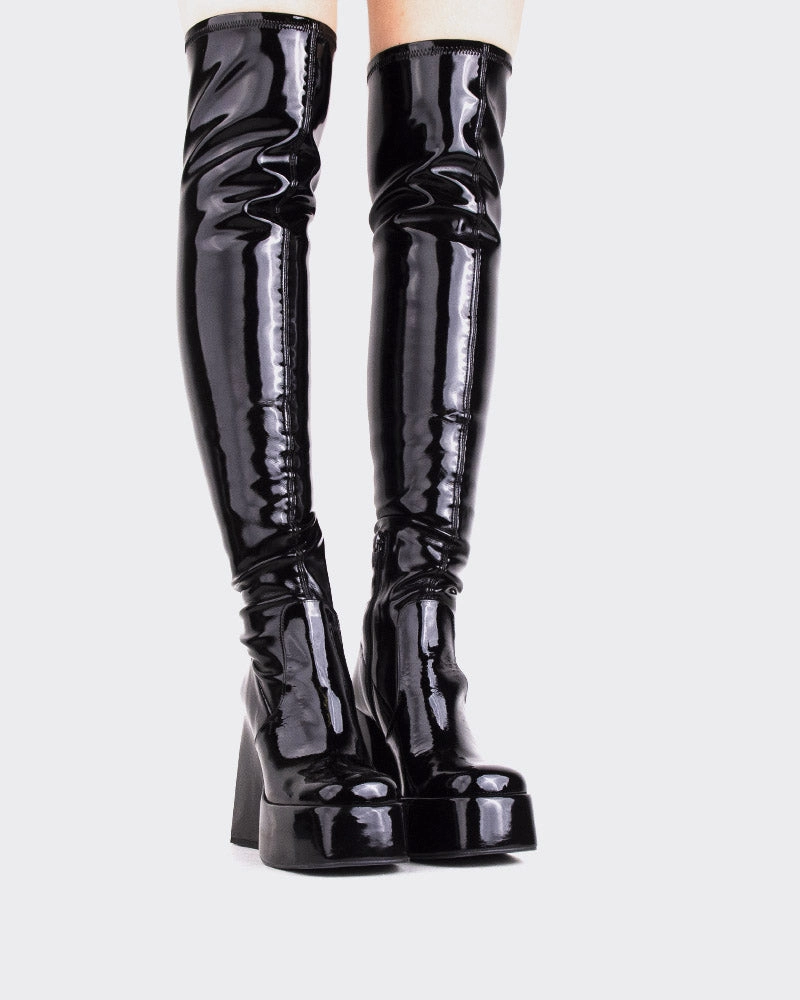Sonny Black Patent Stretch