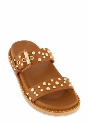 Studded Double Band Footbed Slide Sandals