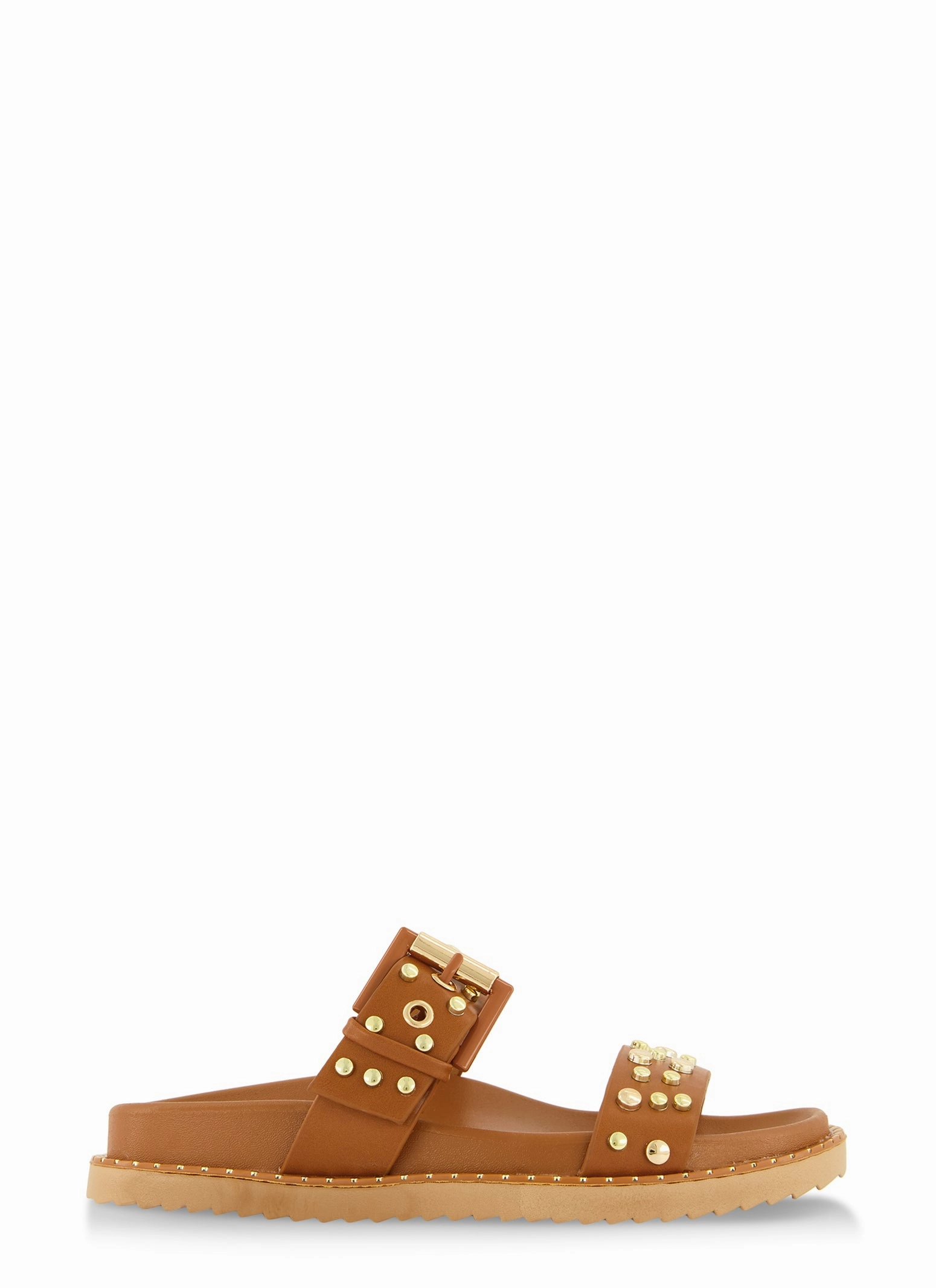 Studded Double Band Footbed Slide Sandals