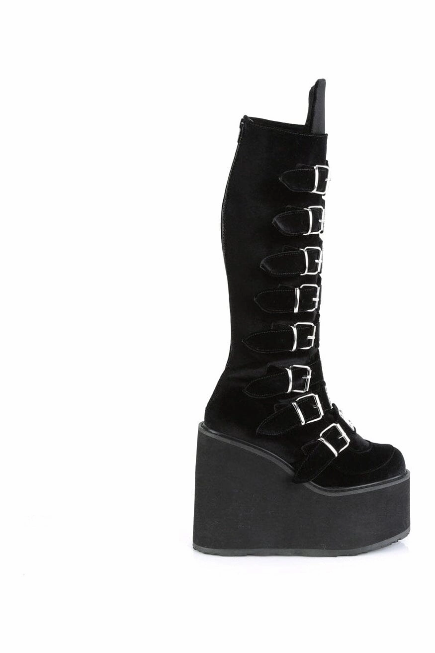 SWING-815 Black Vegan Suede Knee Boot
