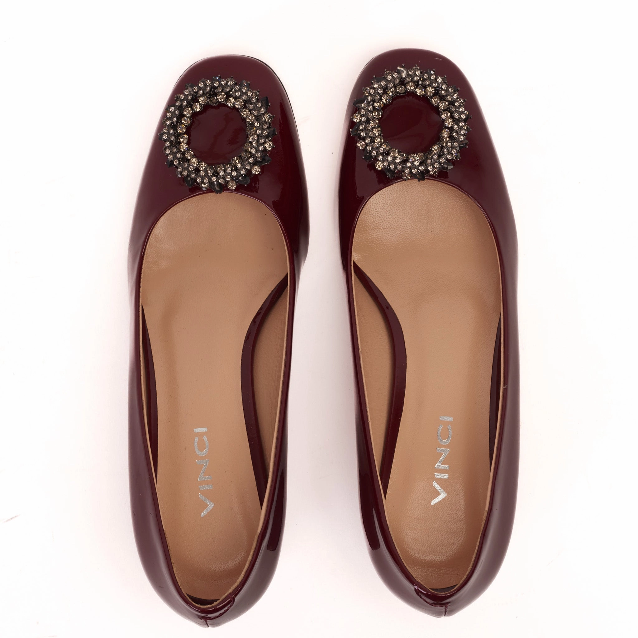 The Danish Burgundy Patent Leather Block Heel Pump Women Shoe