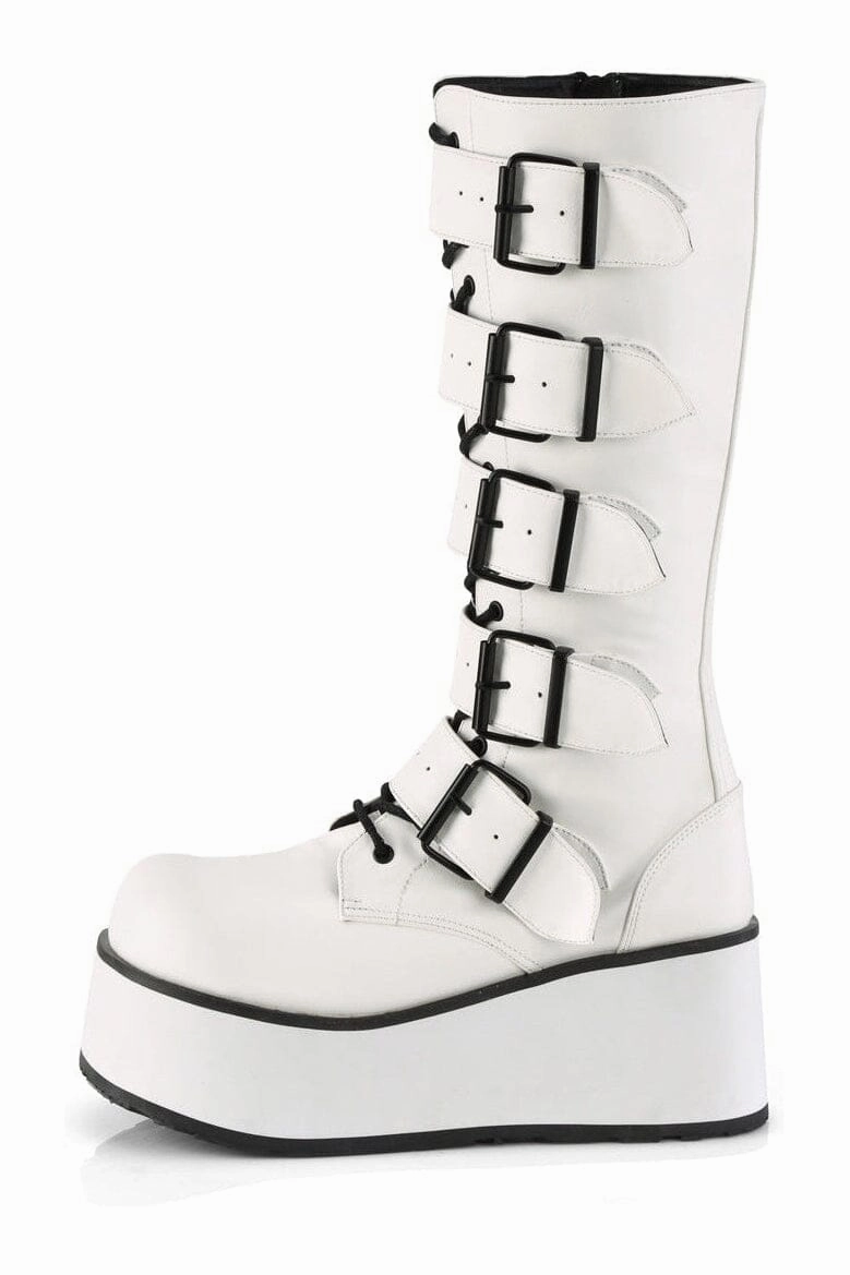 TRASHVILLE-518 White Vegan Leather Knee Boot