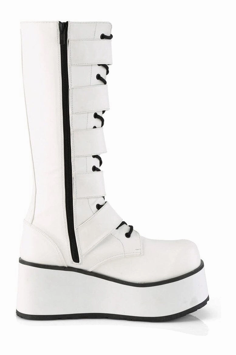 TRASHVILLE-518 White Vegan Leather Knee Boot