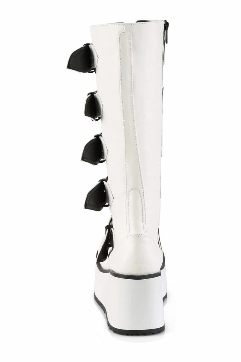 TRASHVILLE-518 White Vegan Leather Knee Boot