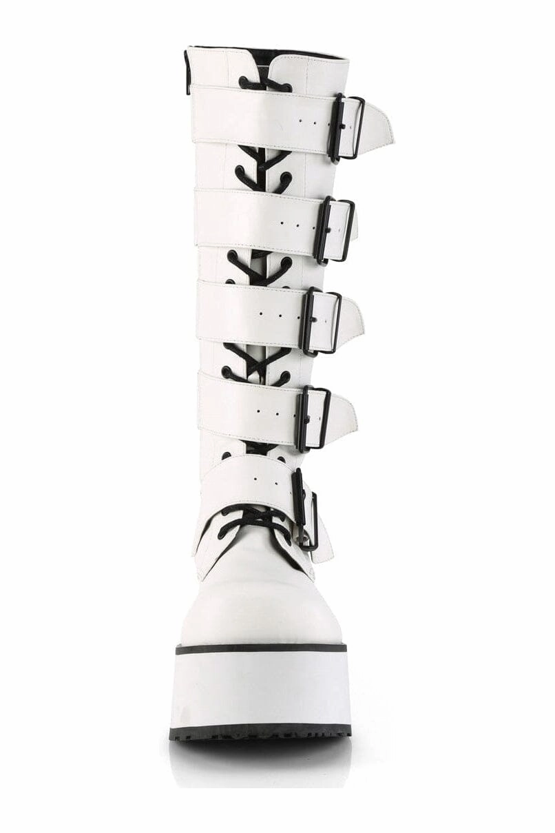 TRASHVILLE-518 White Vegan Leather Knee Boot