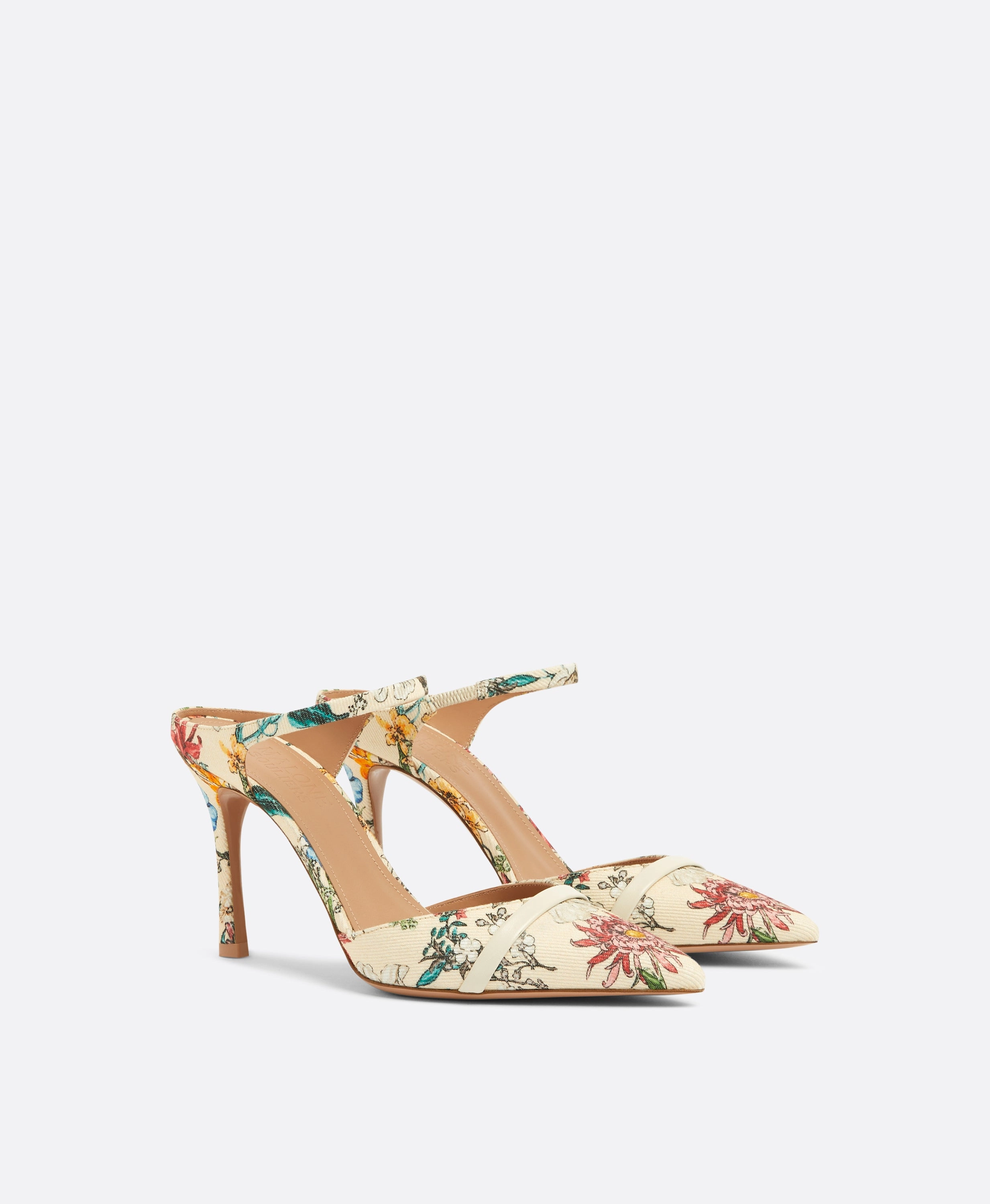 Uma 90 Floral Cream Canvas Mules