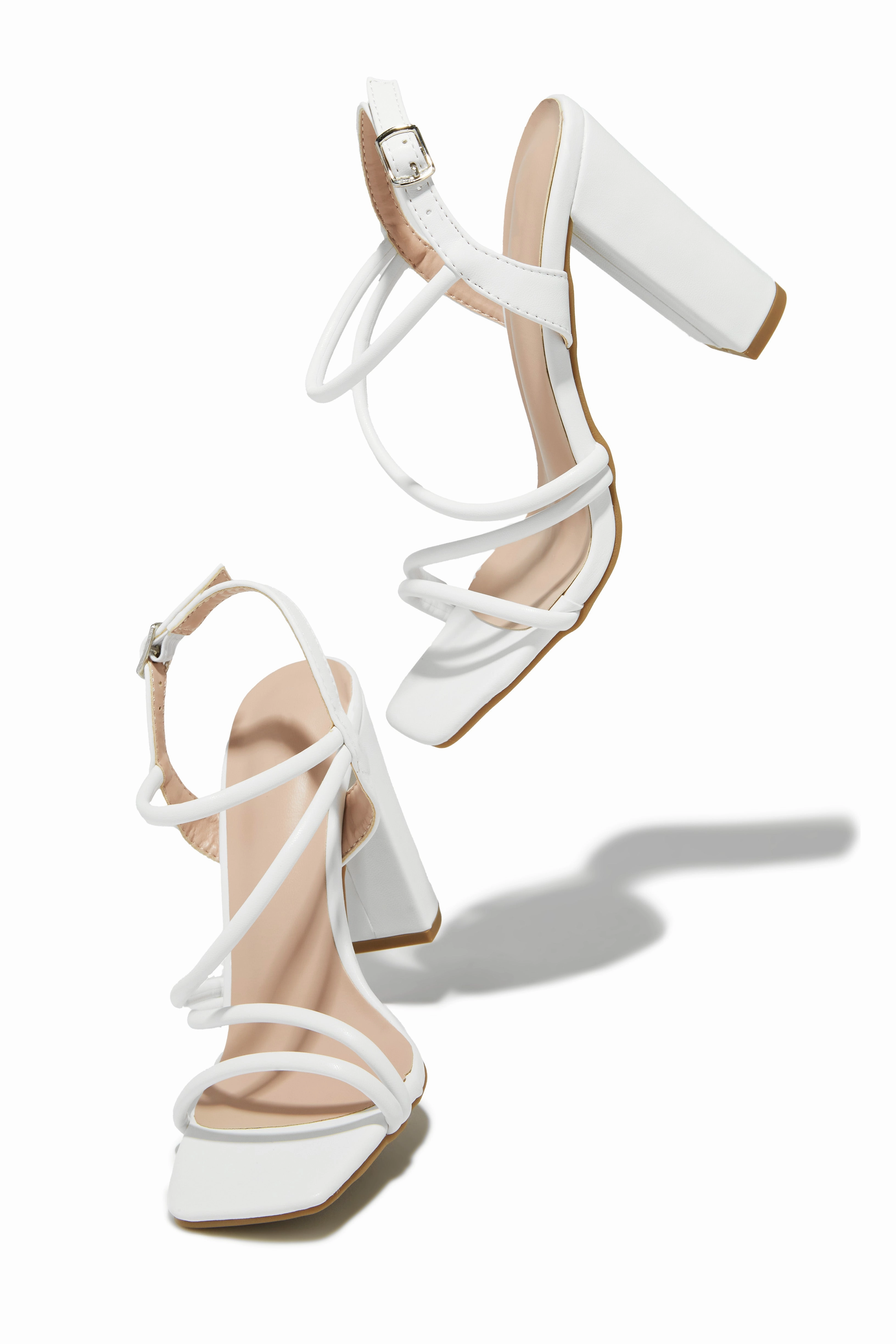 Victoria Block Heels - White