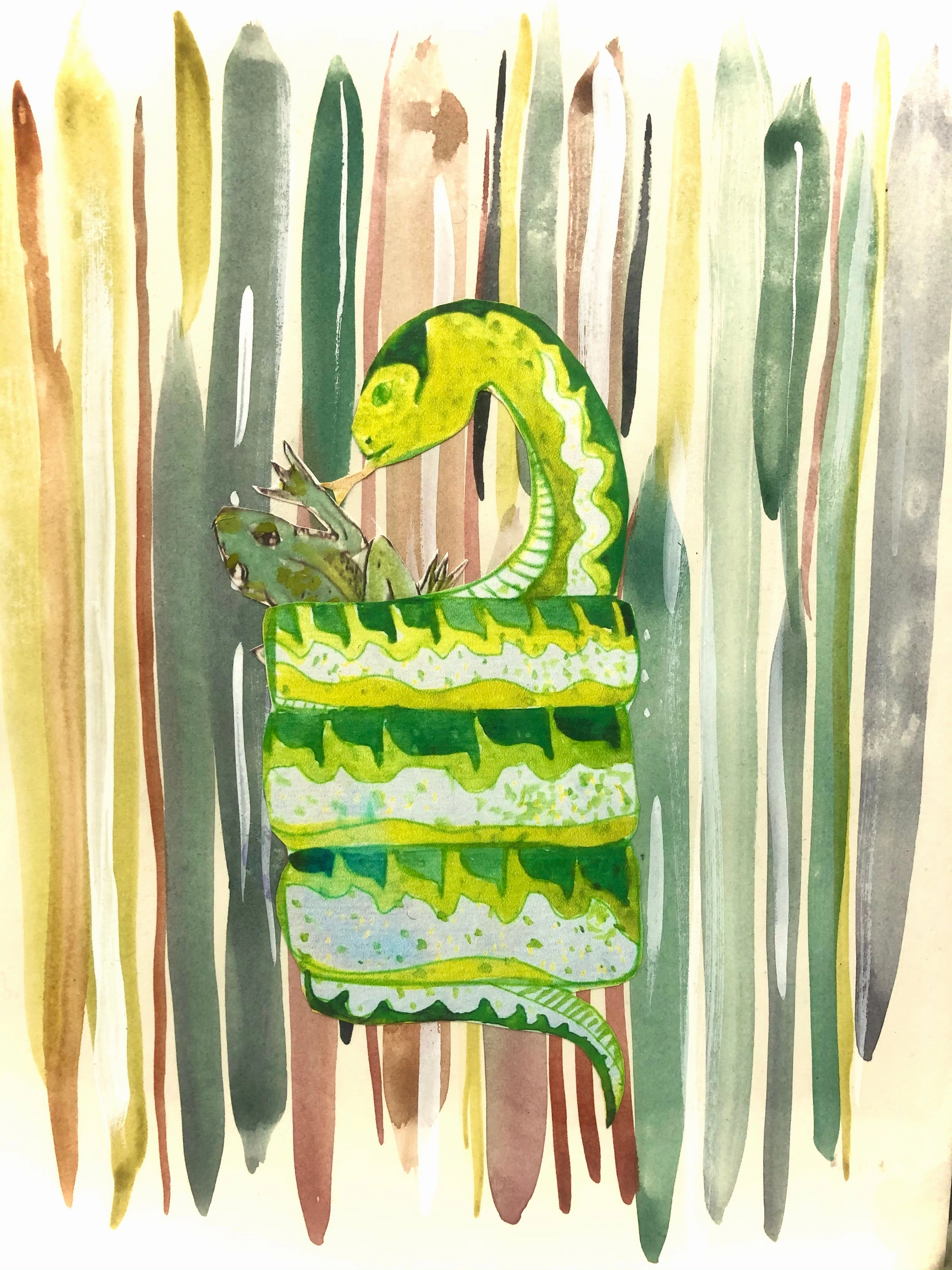 Water colour mixed media collage