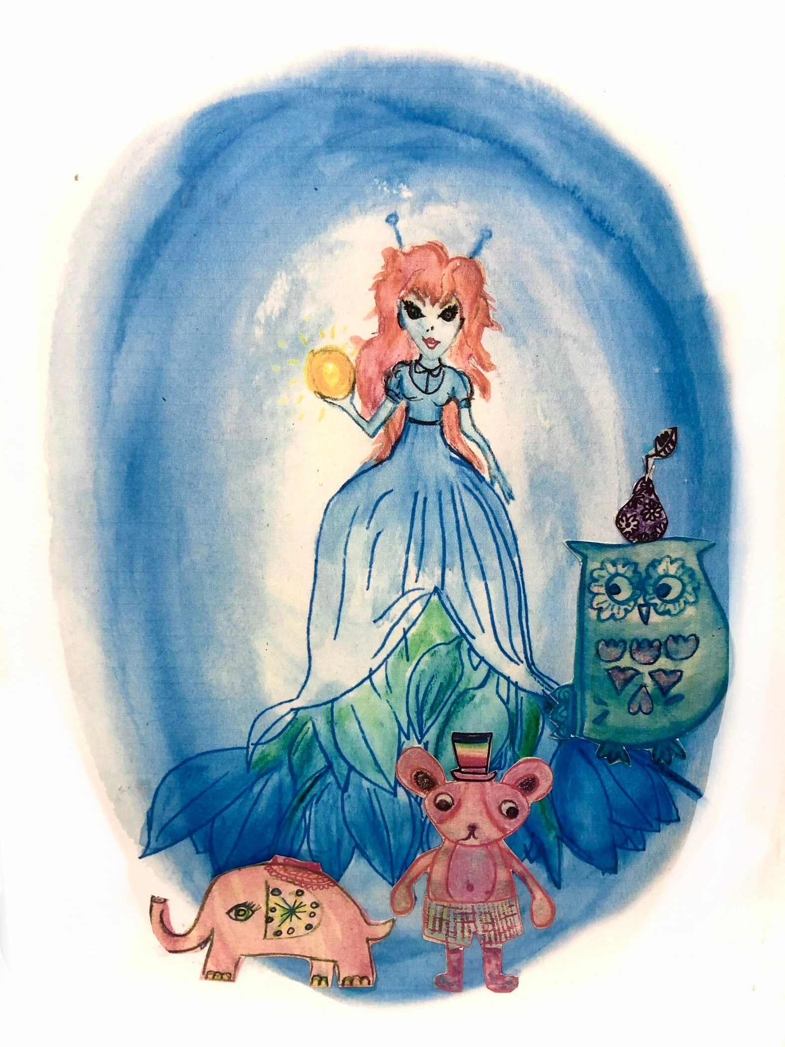 Water colour mixed media collage