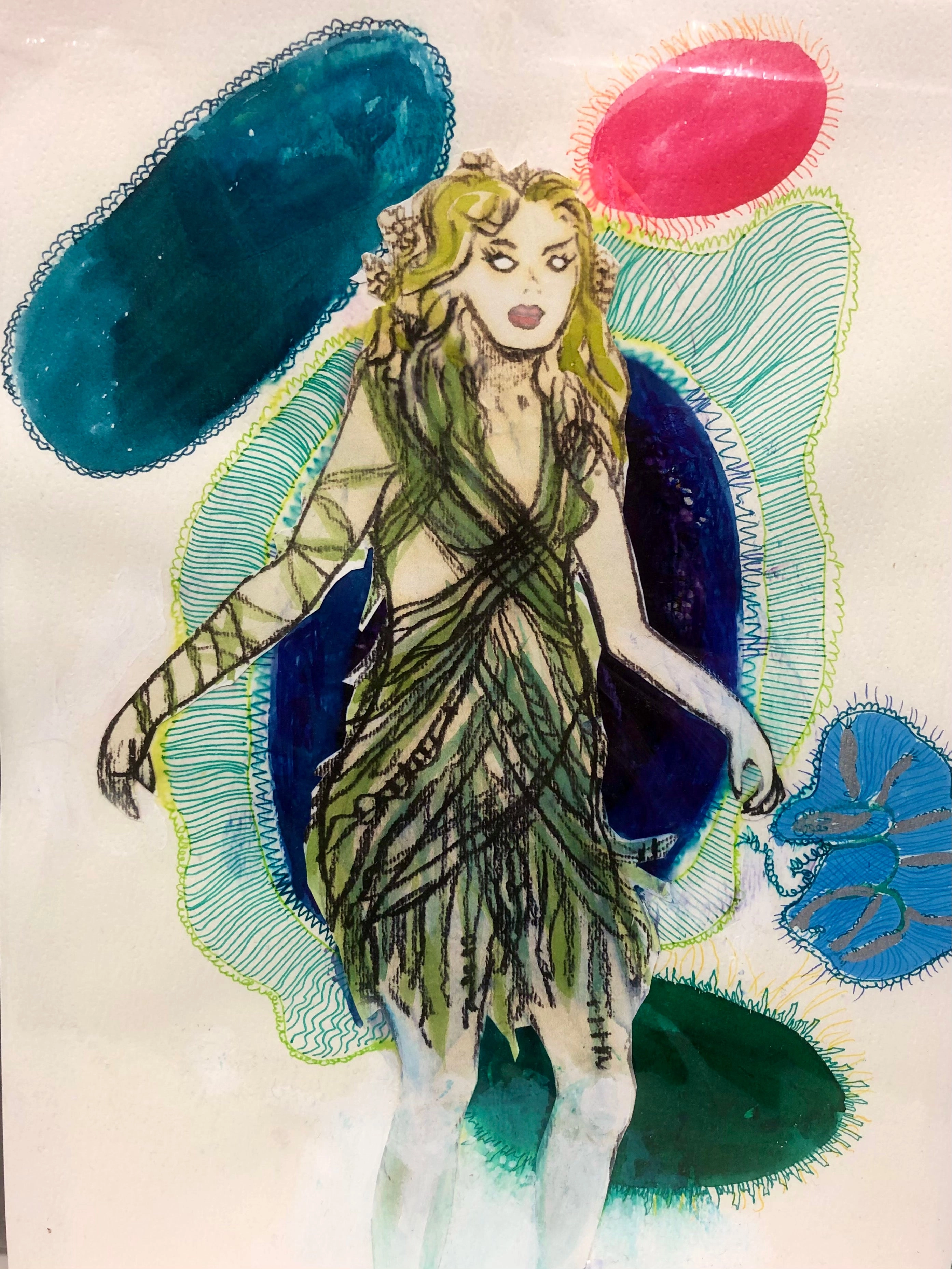 Water colour mixed media collage