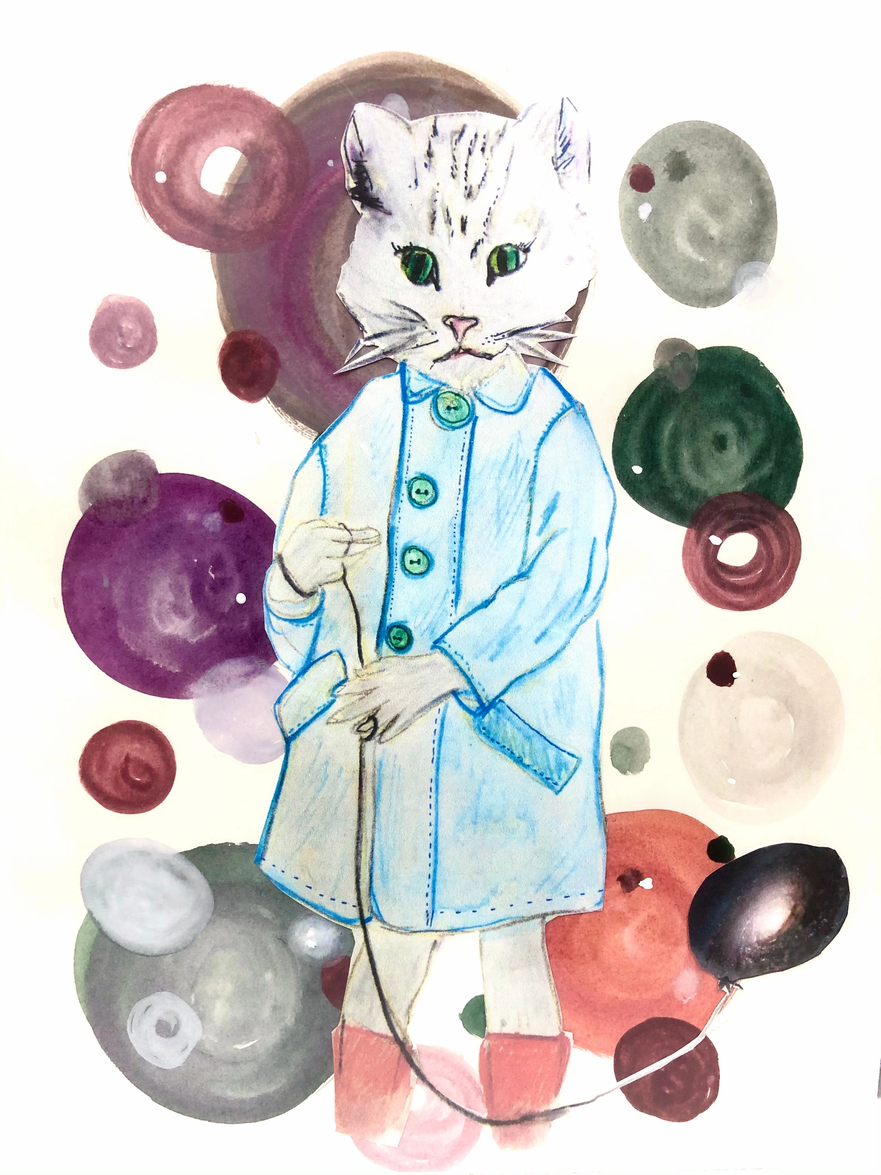 Water colour mixed media collage
