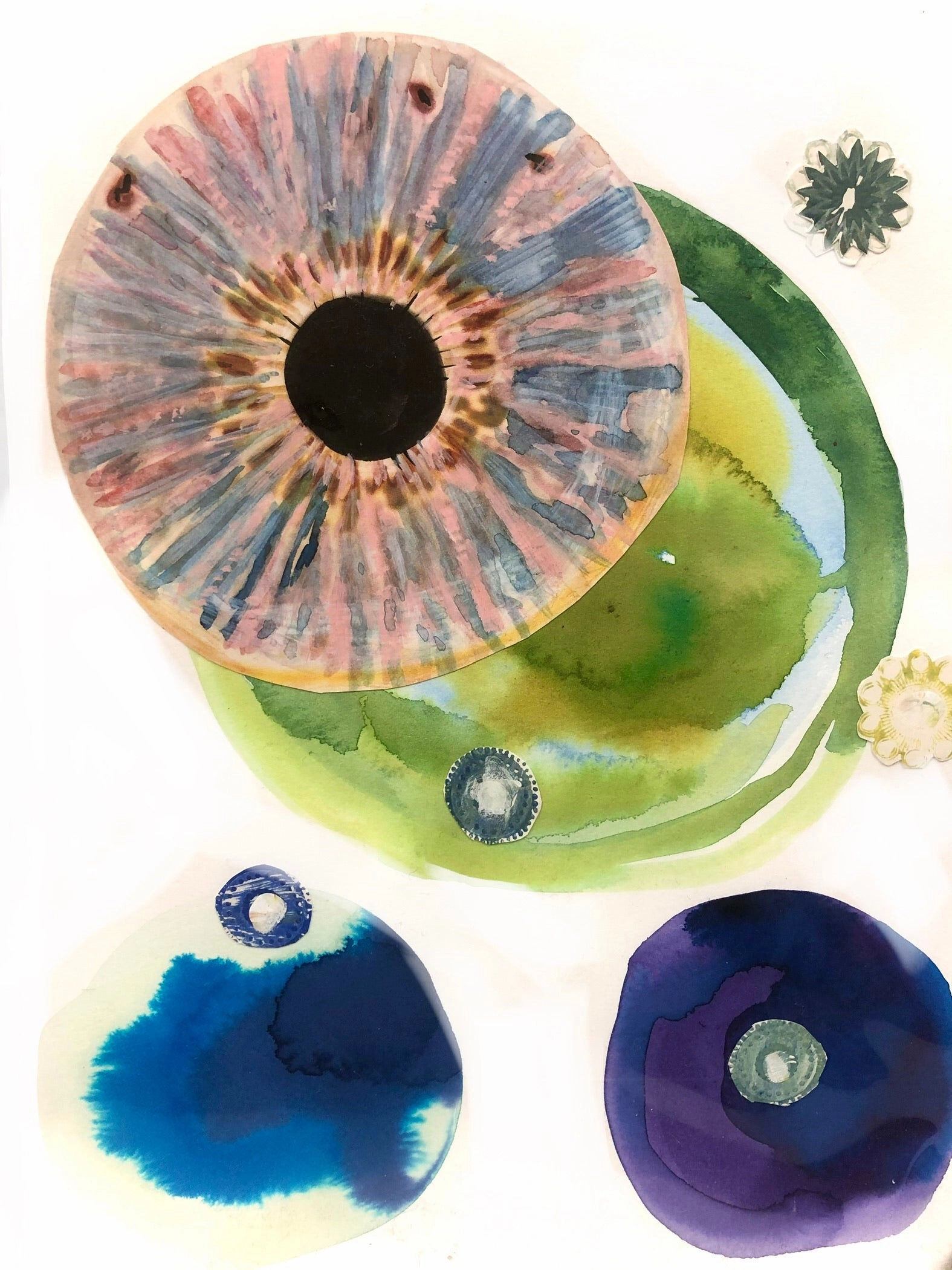 Water colour mixed media collage
