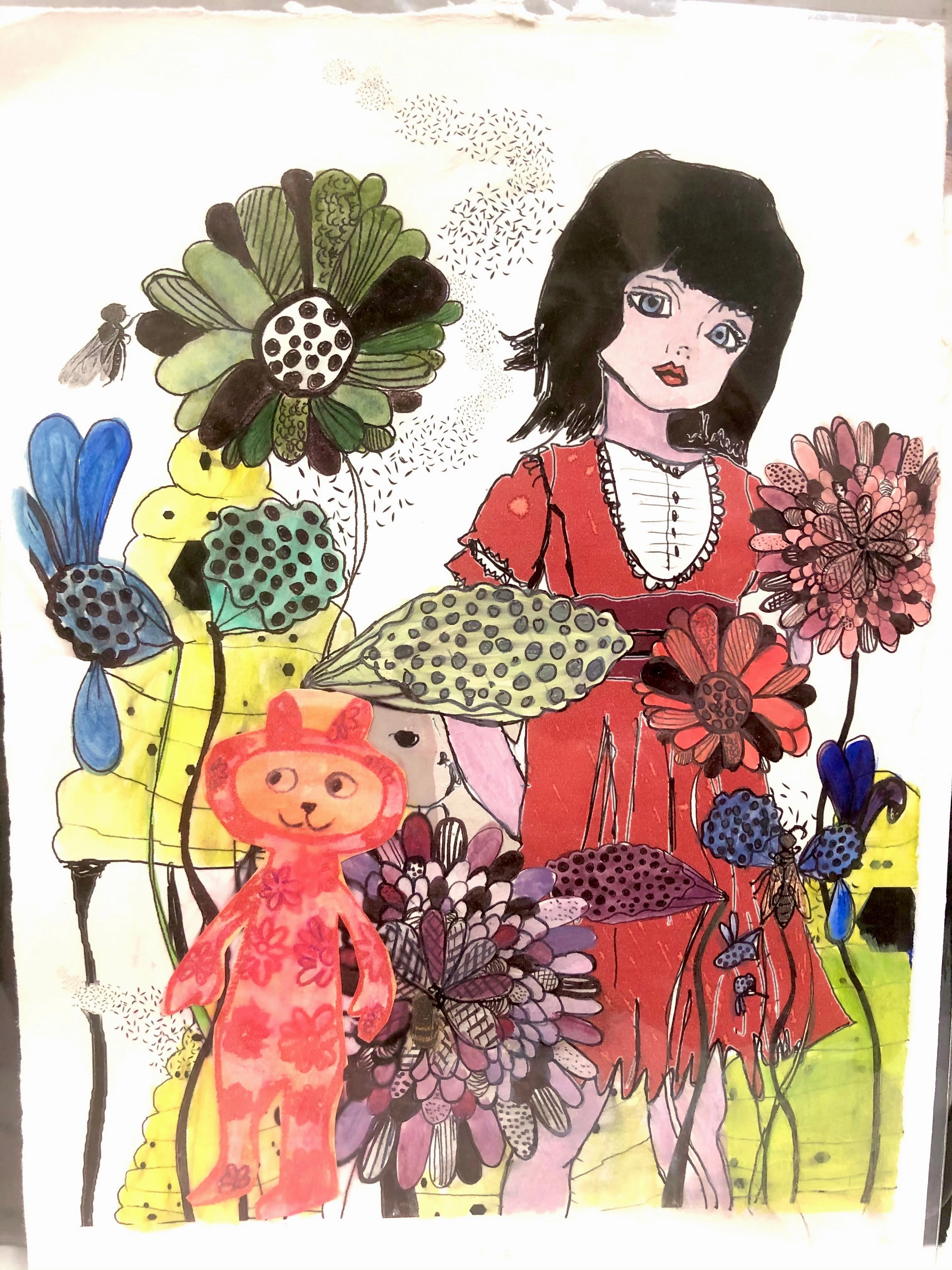 Water colour mixed media collage