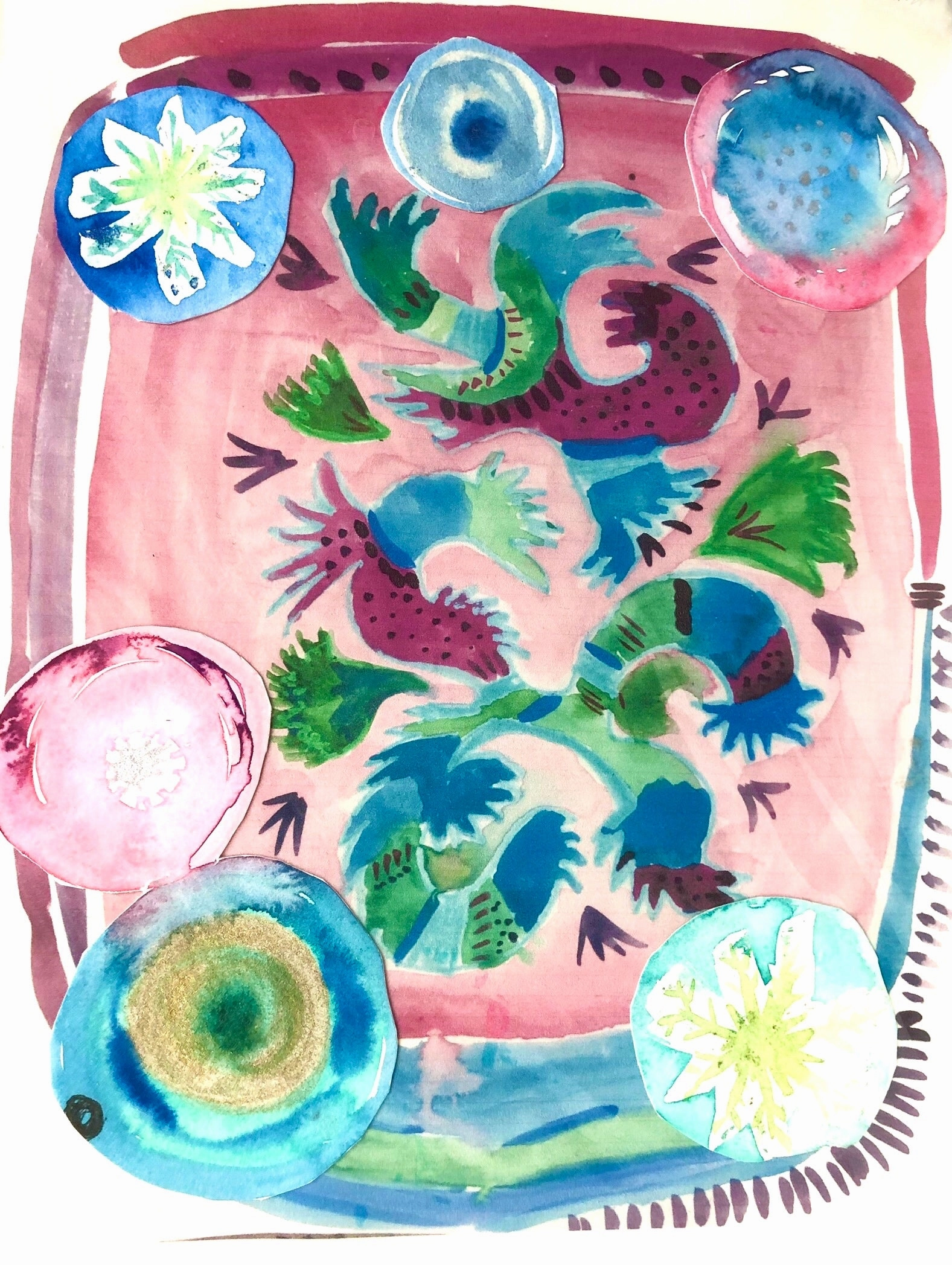 Water colour mixed media collage