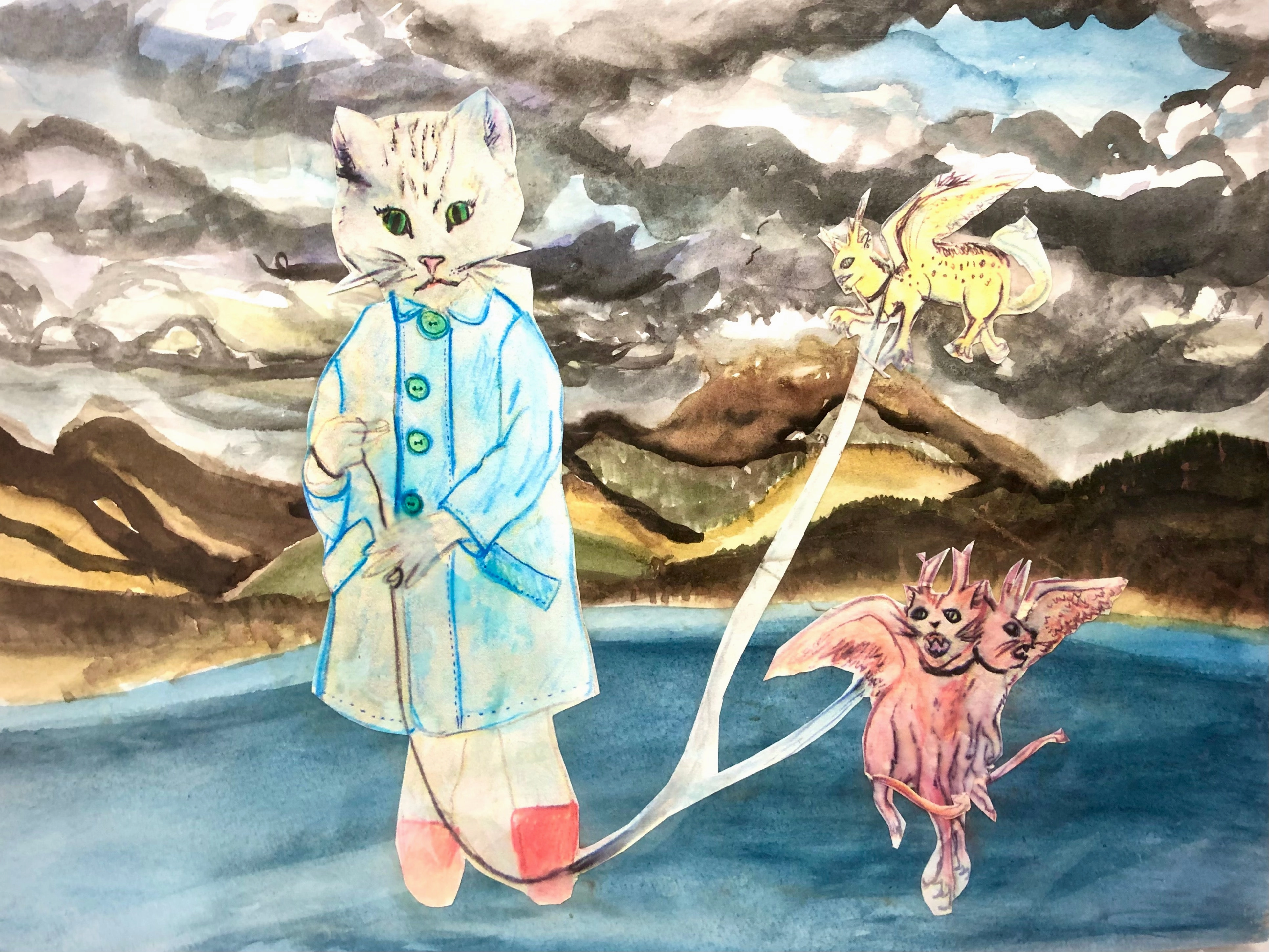 Water colour mixed media collage