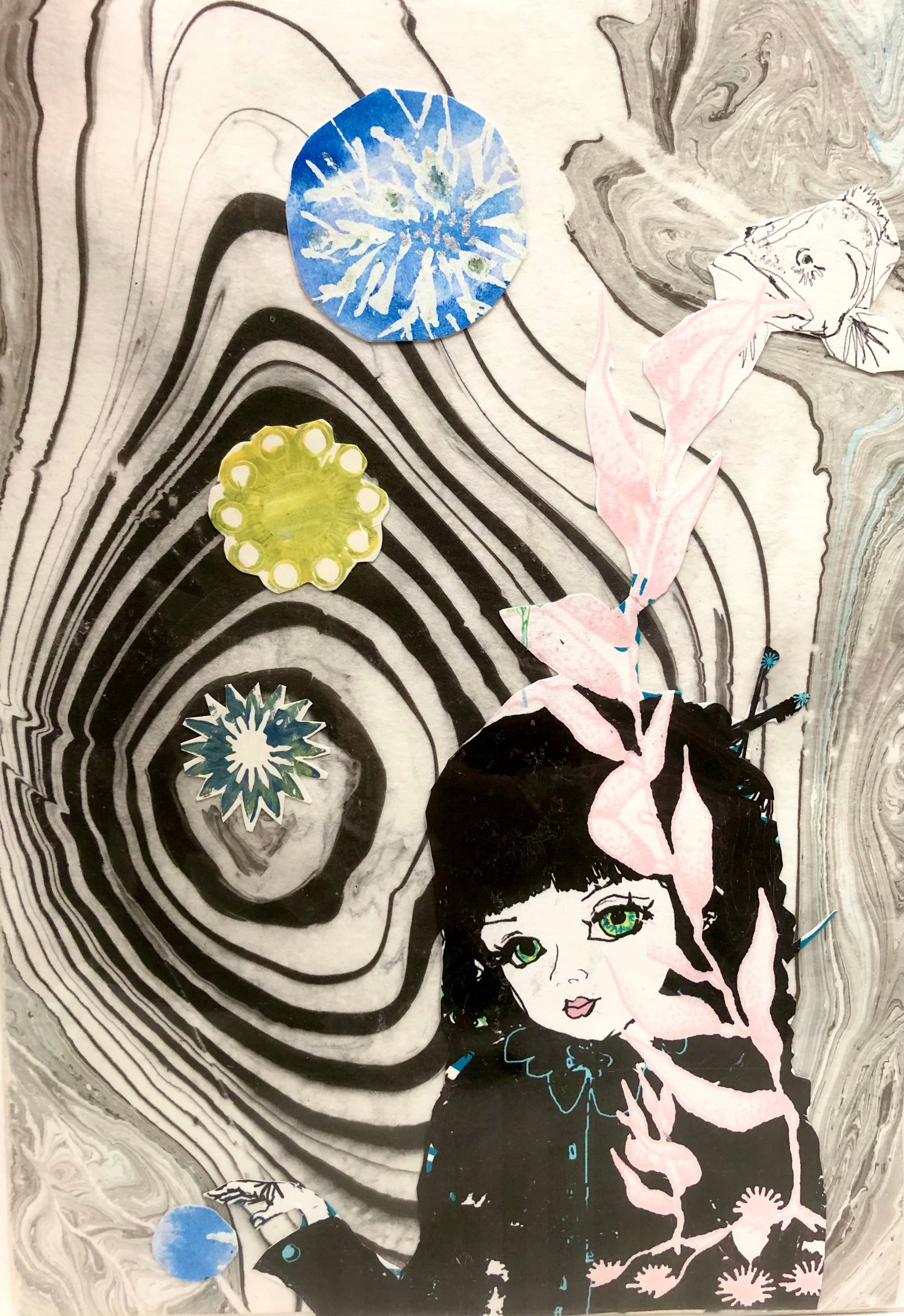 Water colour mixed media collage