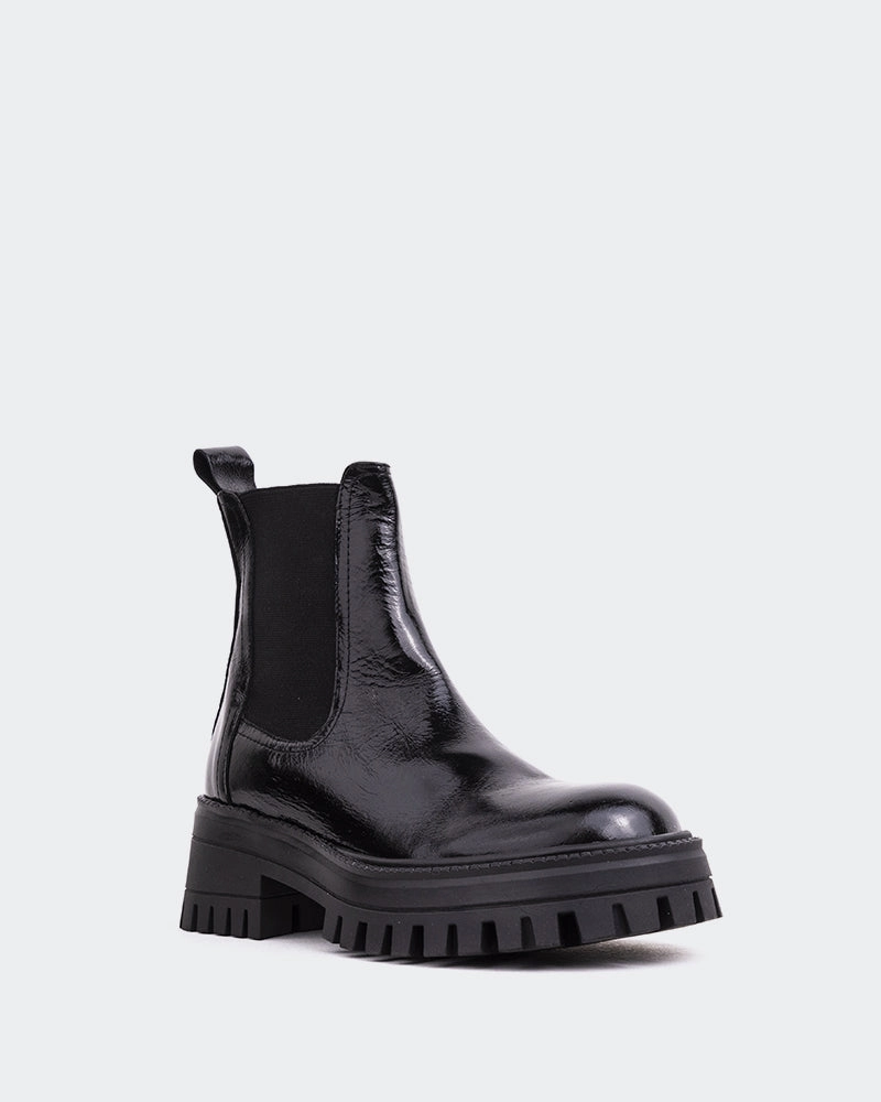 Xia Black Shiny Leather
