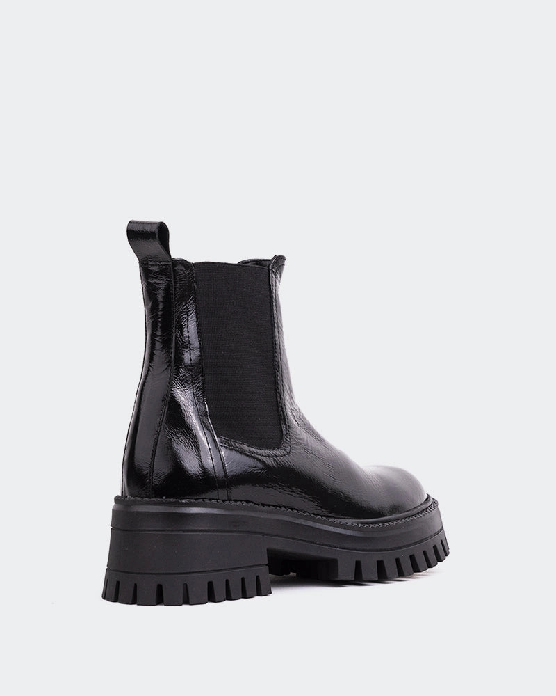 Xia Black Shiny Leather