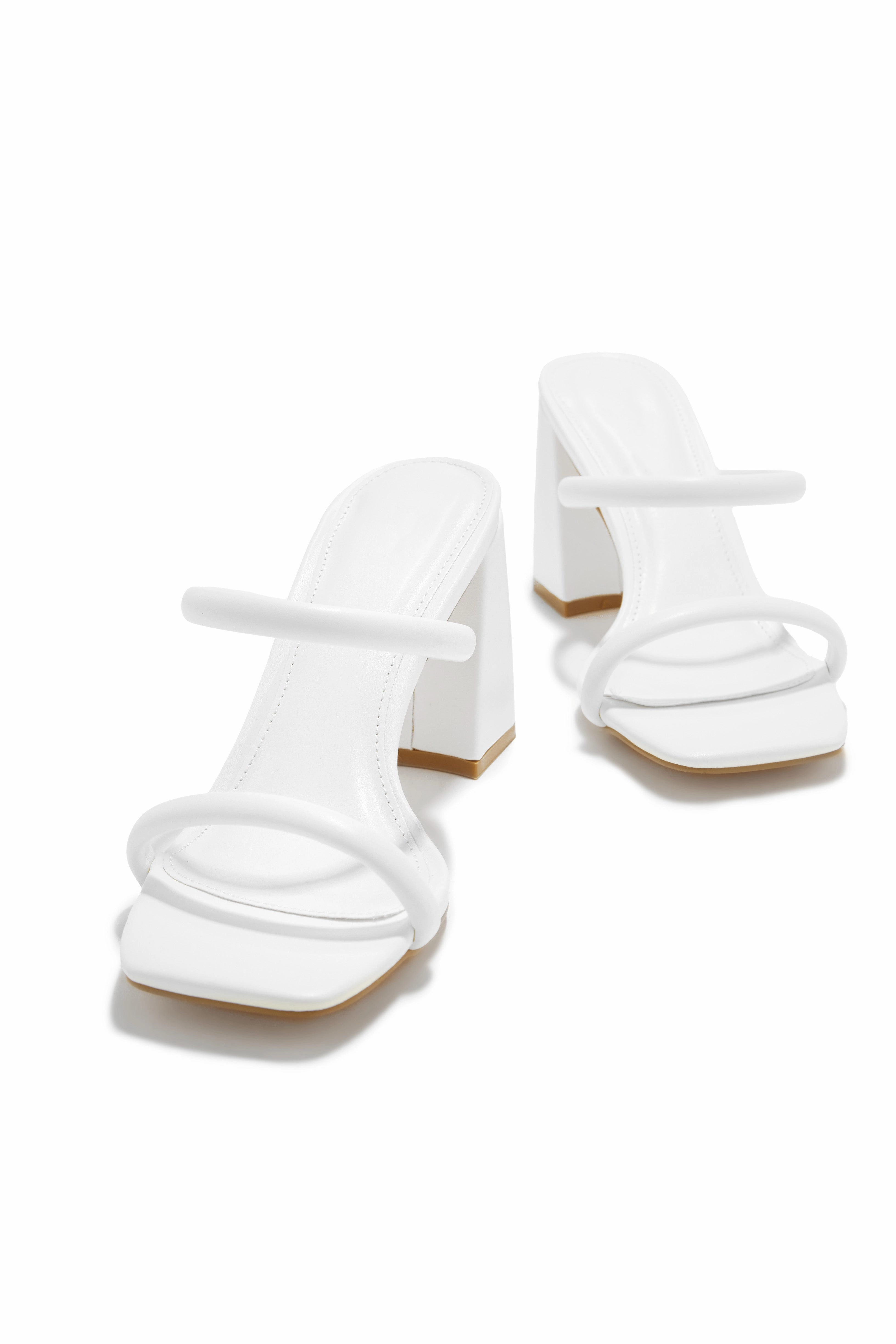 Yesenia Block Mid Heel Mules - White