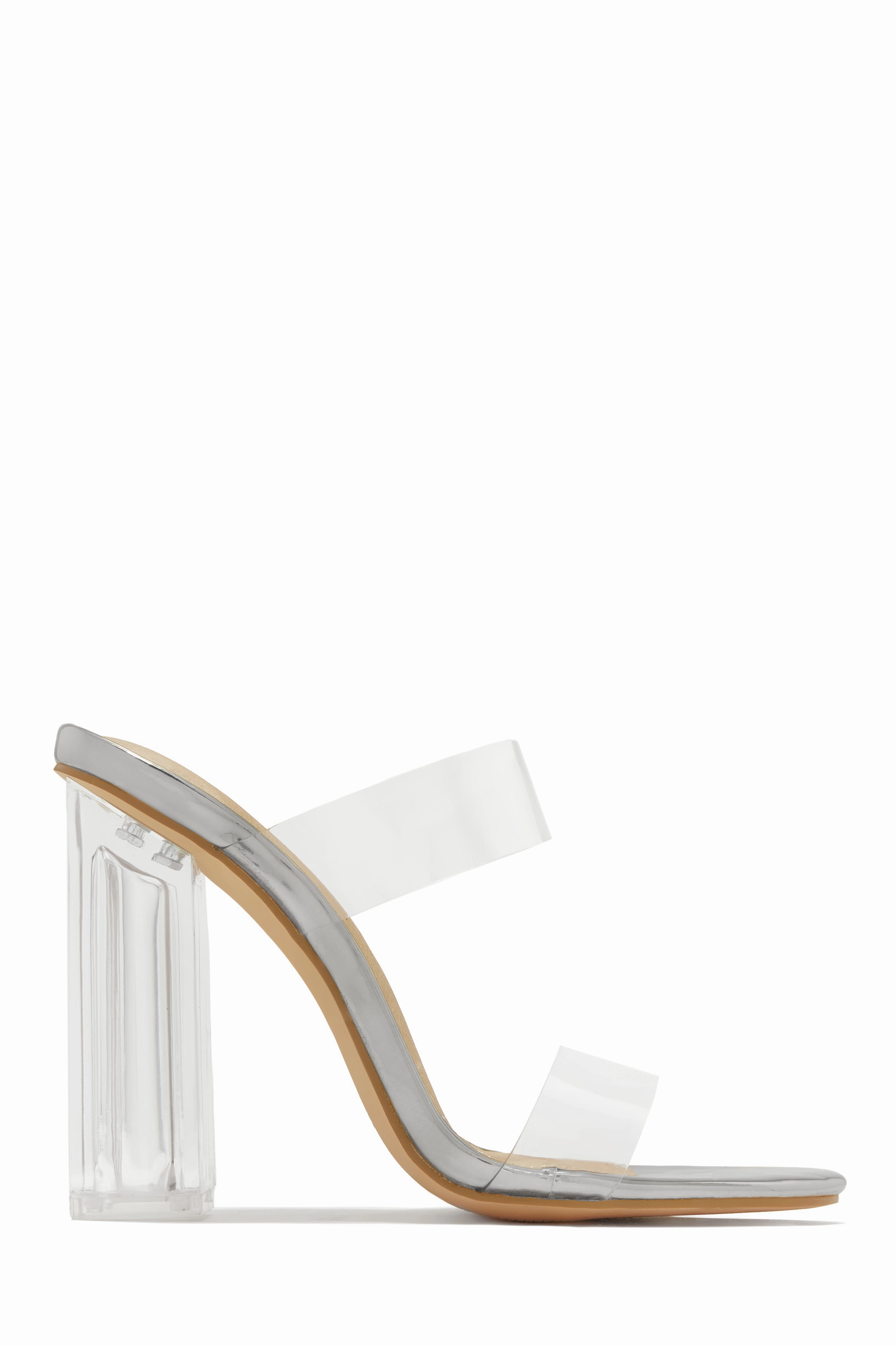 Your Next Date Clear Strap Block Heel Mules - Black