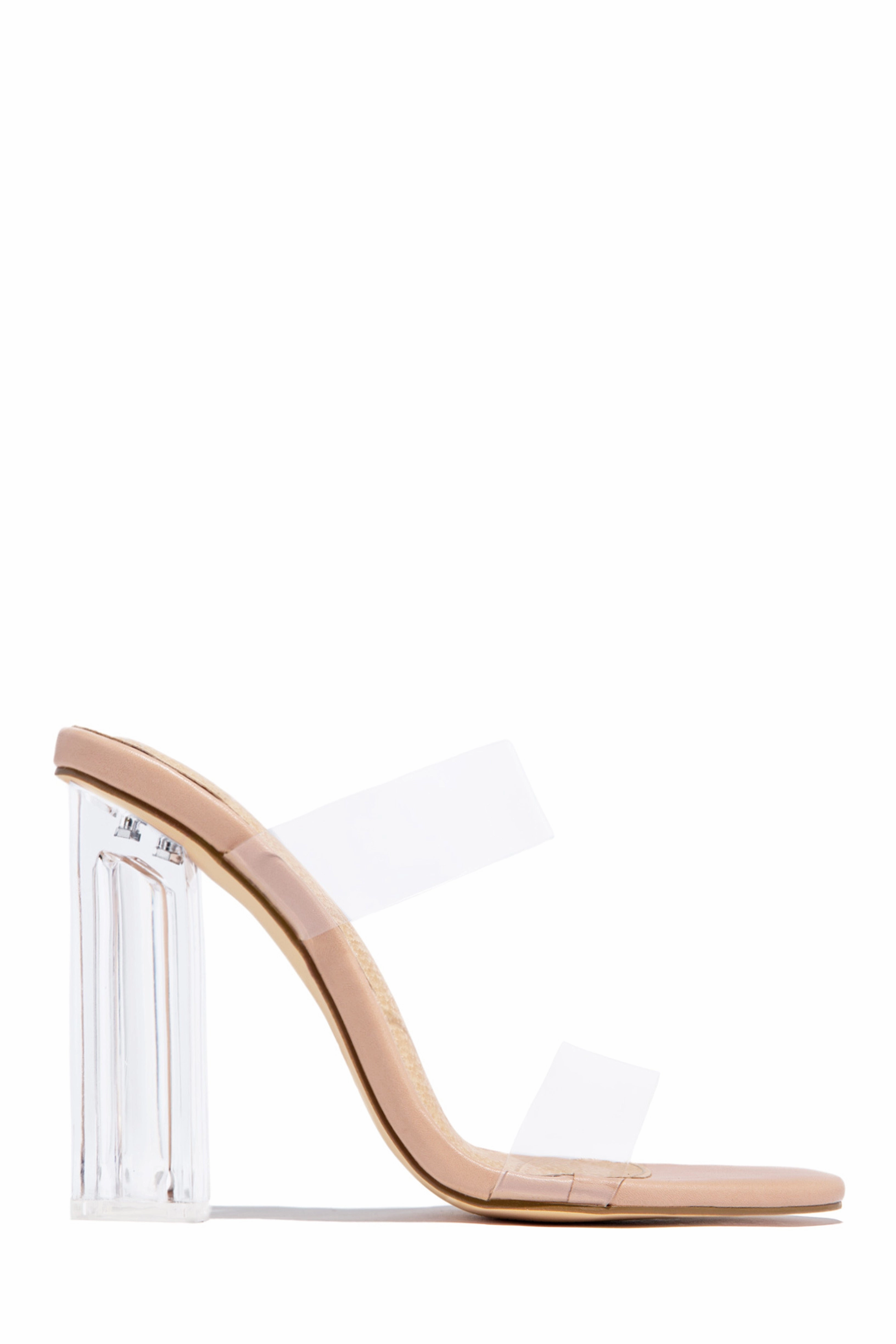 Your Next Date Clear Strap Block Heel Mules - Black