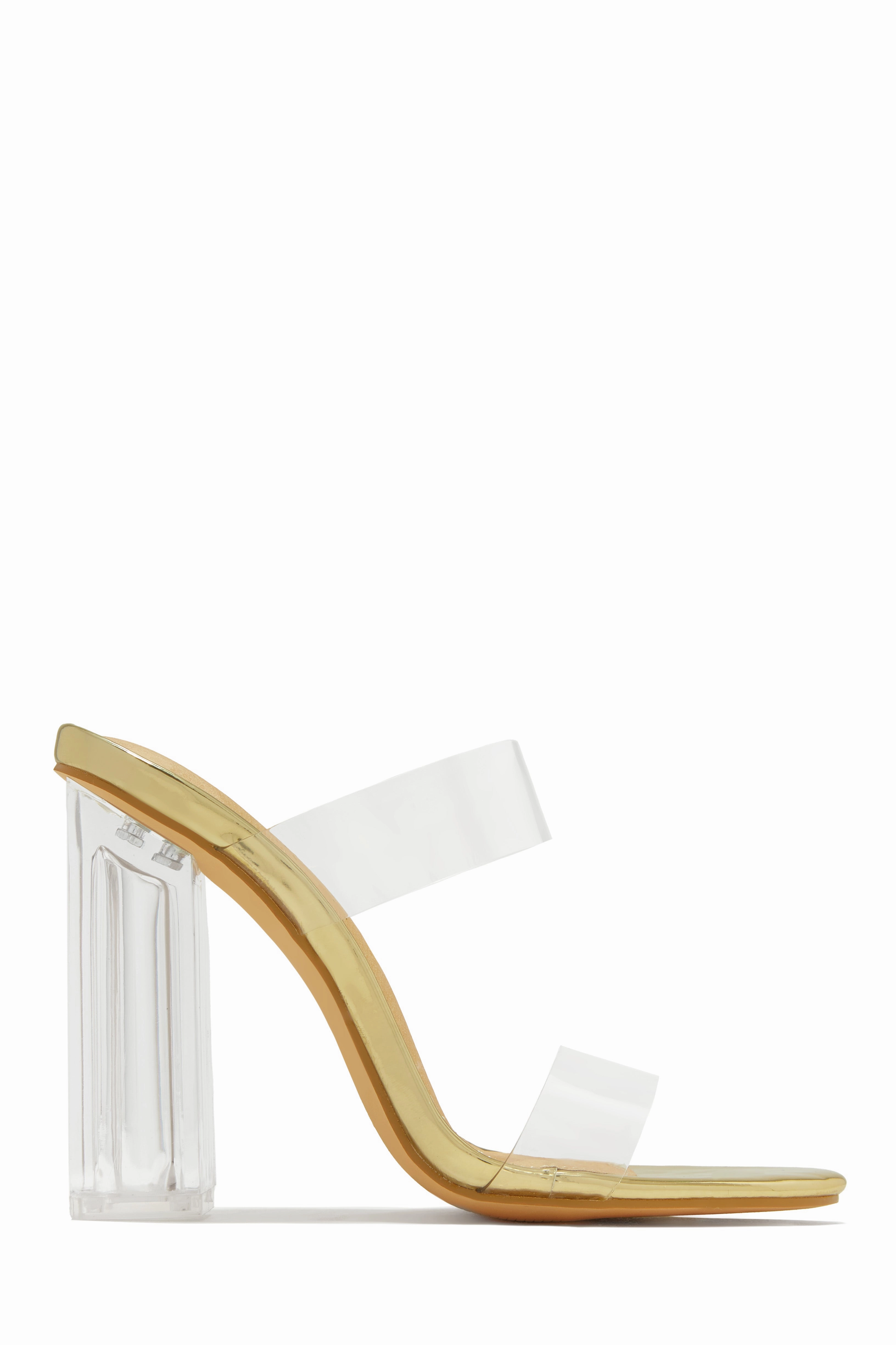 Your Next Date Clear Strap Block Heel Mules - Black