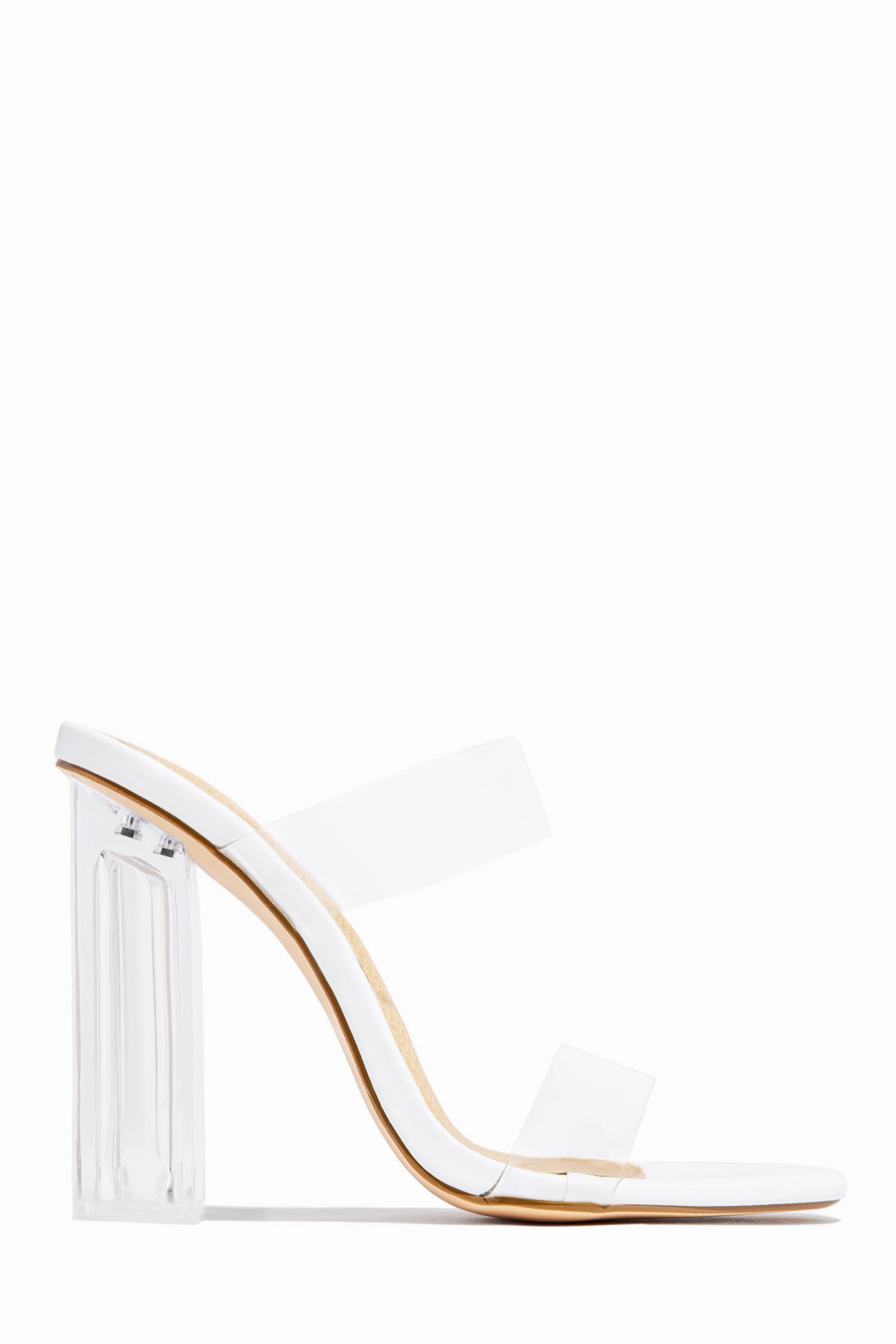 Your Next Date Clear Strap Block Heel Mules - Black