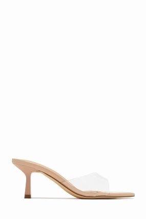 Zariah Mid Heel Mules - Nude