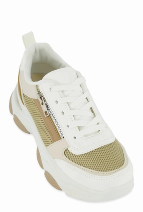 Zipper Detail Chunky Sole Lace Up Sneakers