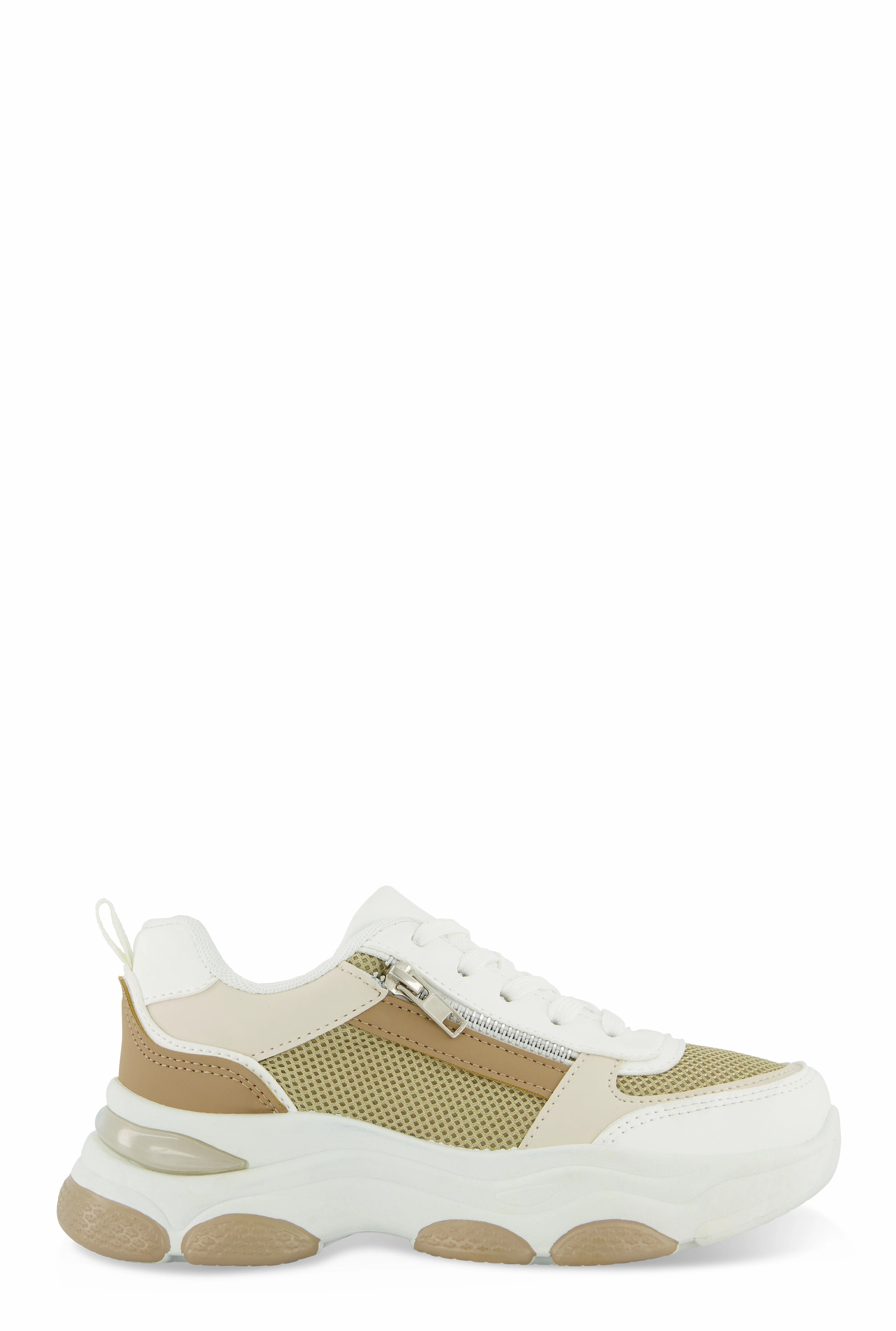 Zipper Detail Chunky Sole Lace Up Sneakers